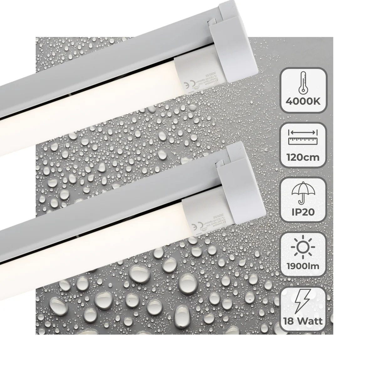 2 PACK - LED's Light LED licht balk 120 cm voor binnen - Armatuur inclusief LED TL buis - 1900 lm - Image 2