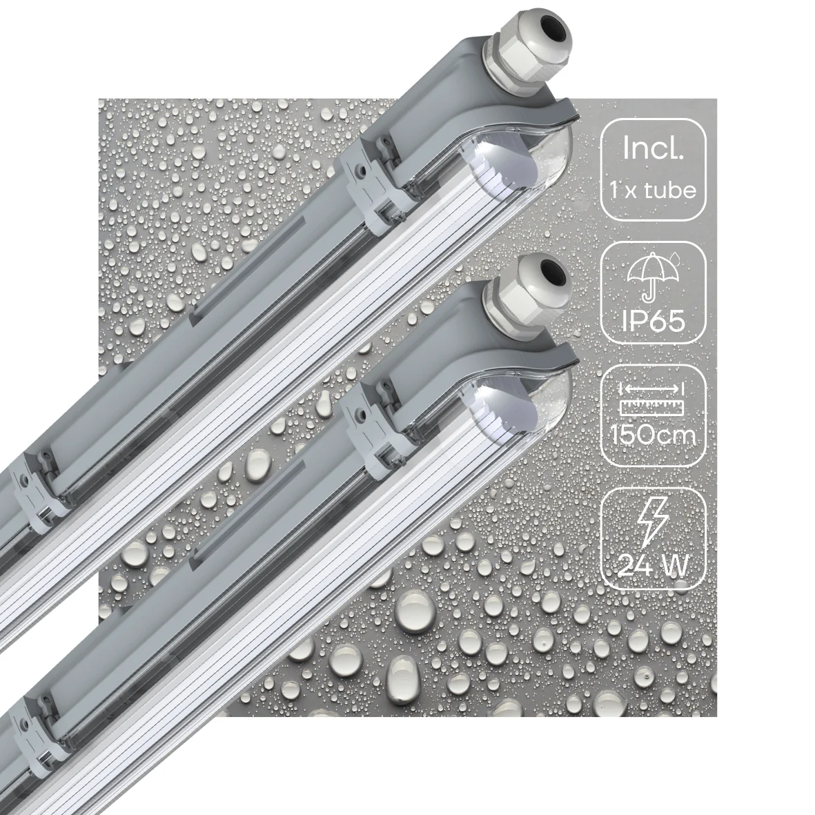 2 PACK - LED's Light LED TL armatuur met lamp 150 cm - Koud wit licht 6500 K - Waterdicht - Complete set - Image 2