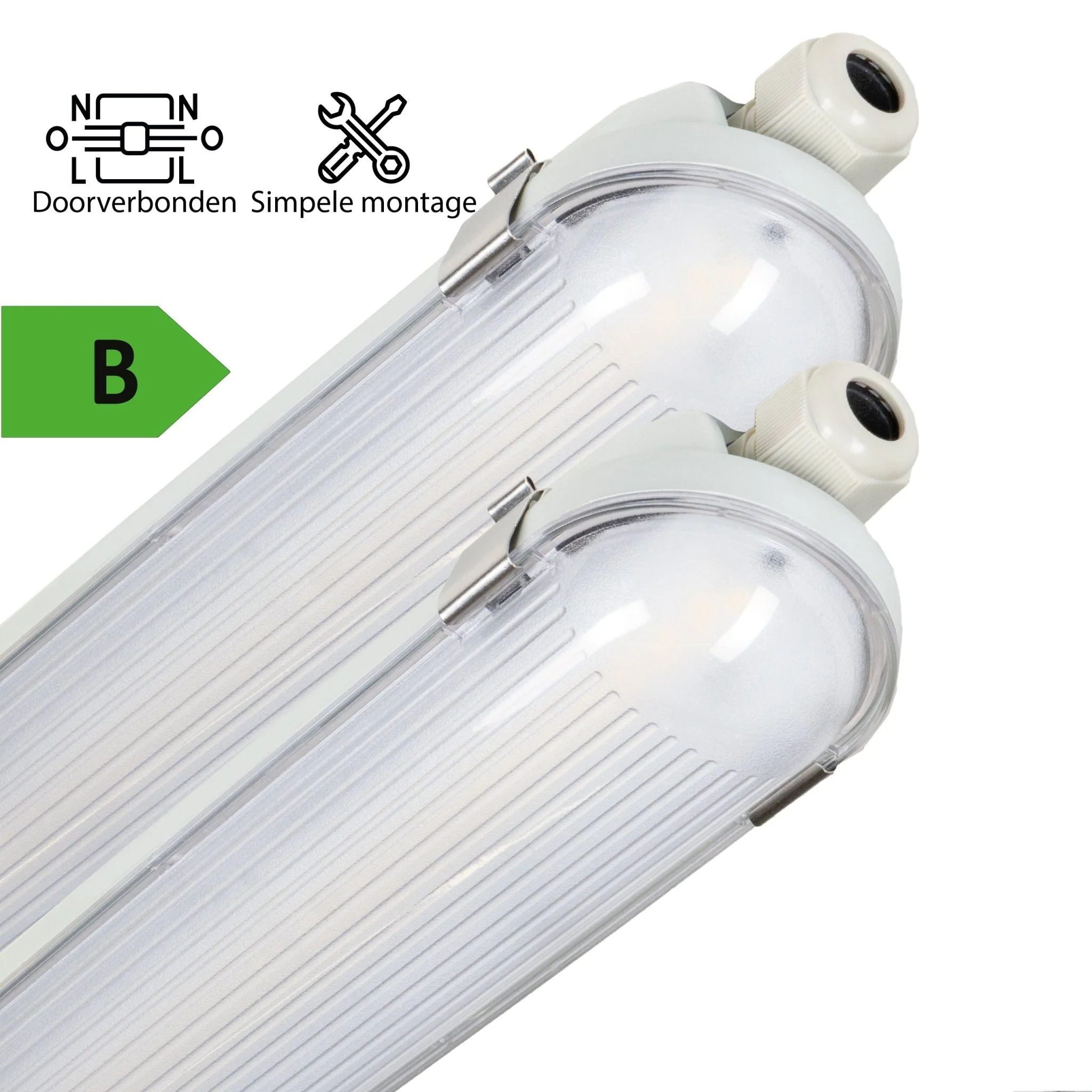 2 PACK - LED's Light Pro Philips TL armatuur met strip 120 cm - Koppelbaar - Power switch - Energielabel B - 5400 lm - 185lm/w - 30W - 4000K