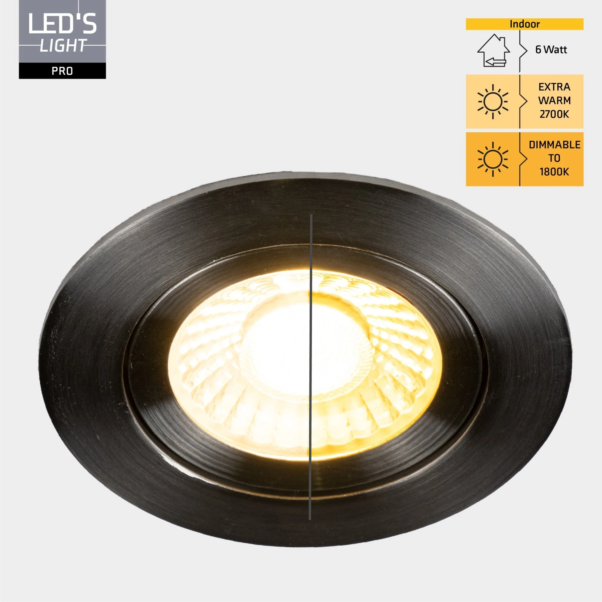 3 PACK - LED's Light PRO downlight inbouwspot Ø 68mm - Kantelbaar - Spatwaterdicht - Dim to Warm - RVS - Image 6
