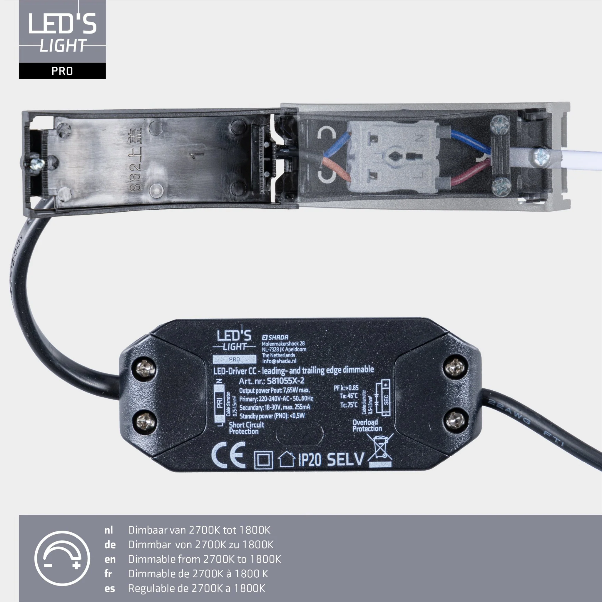 3 PACK - LED's Light PRO downlight inbouwspot Ø 68mm - Kantelbaar - Spatwaterdicht - Dim to Warm - RVS - Image 7