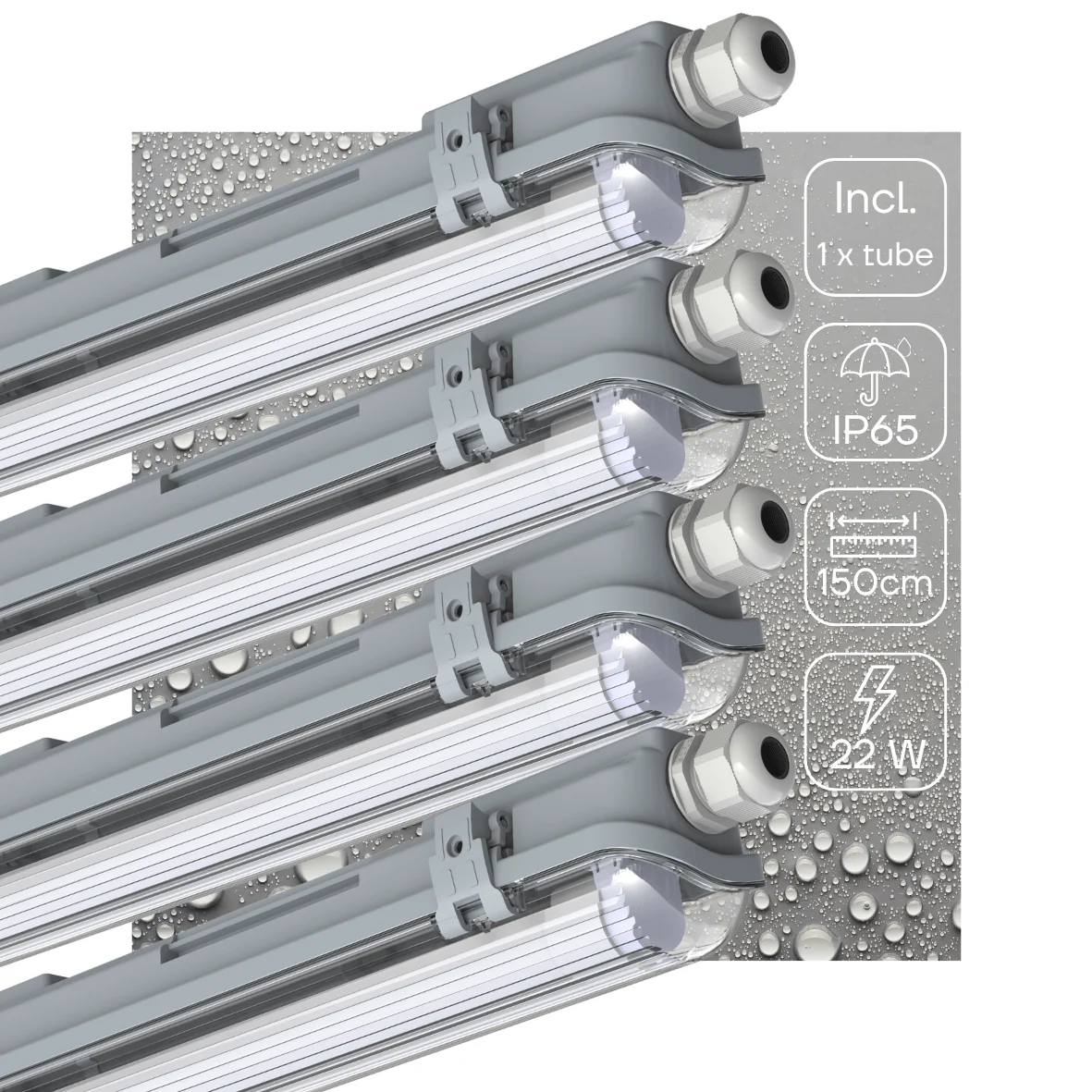 4 PACK - LED's Light LED TL armatuur 150 cm compleet met LED TL buis - 2880lm