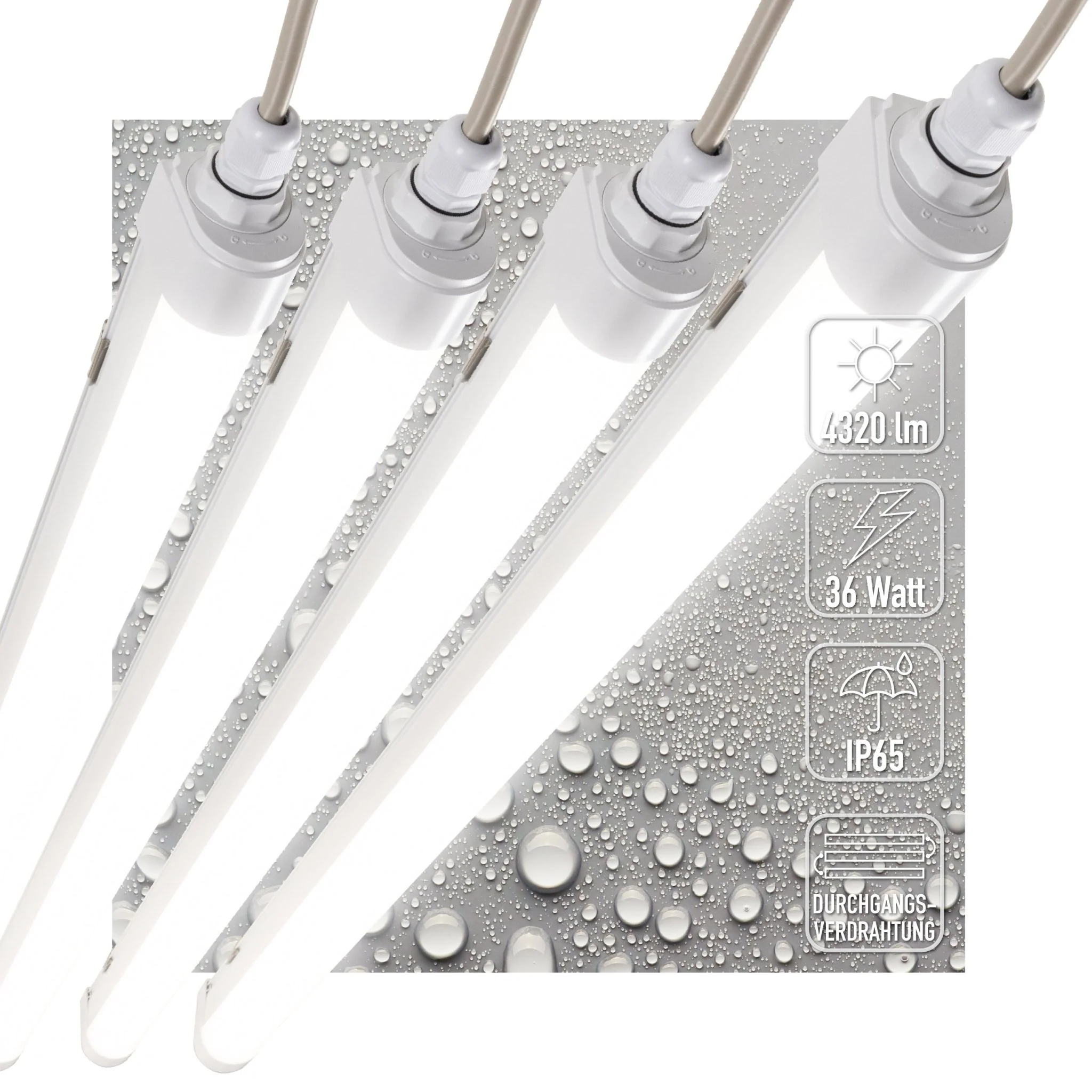 4 PACK - LED's Light LED TL lamp compleet - Koppelbaar tot 10 lampen - Waterdicht - 36W, 120cm, 4320lm 4000K - IP65 IK08 - Image 2