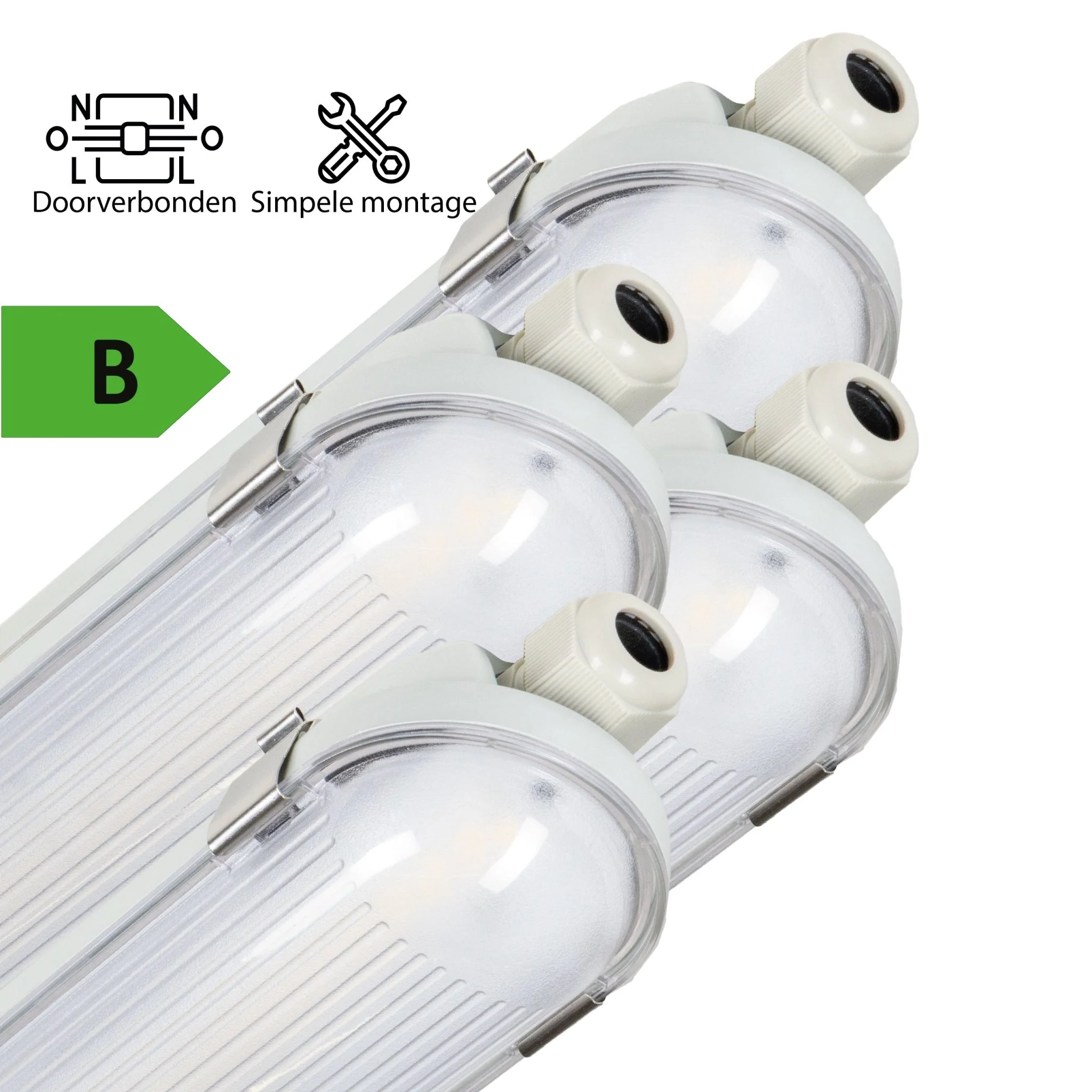 4 PACK -LED's Light Pro Philips TL armatuur met strip 120 cm - Koppelbaar - Power switch - Energielabel B - 5400 lm - 185lm/w - 30W - 4000K