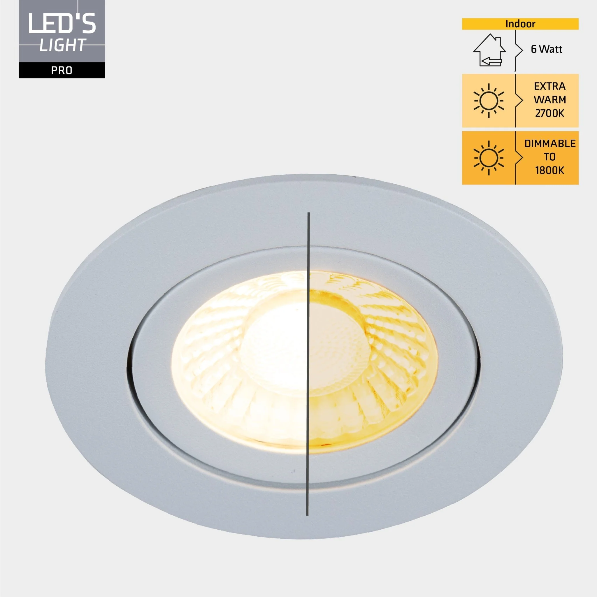 LED's Light PRO downlight inbouwspot Ø 68mm - Spatwaterdicht - Dimbaar - Universeel - Wit - Image 5