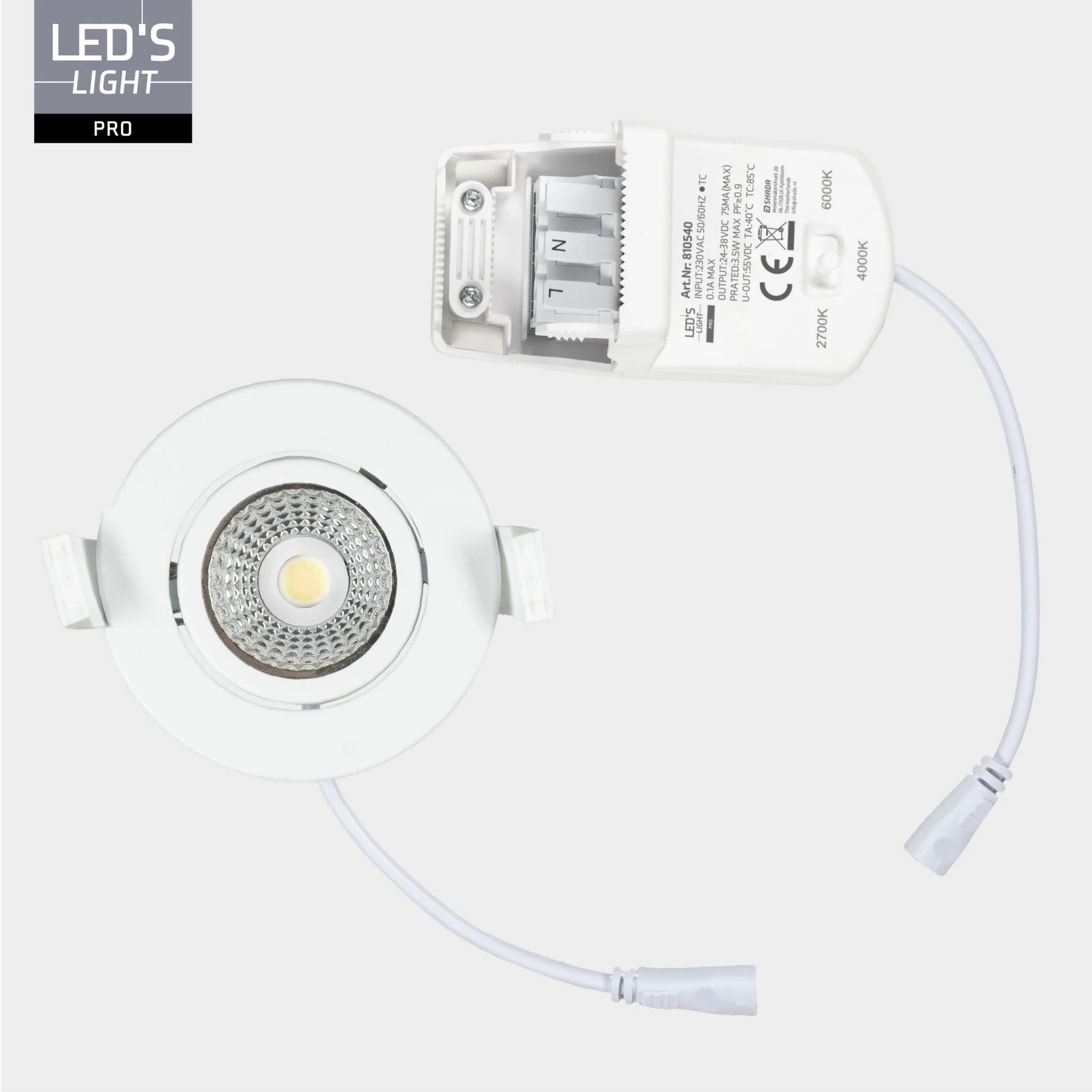 3 PACK - LED's Light PRO Inbouwspot 68 mm - Indoor & Outdoor - 3 lichtkleuren - Dimbaar licht - Wit - Image 3