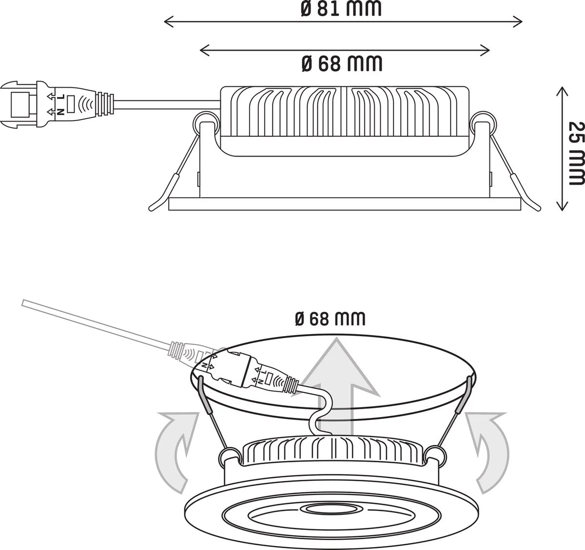 LED's Light Pro LED Inbouwspot Zwart - DimToWarm - Ø 68mm - Kantelbaar - Warm wit licht - CRI95- Dimbaar - Image 14