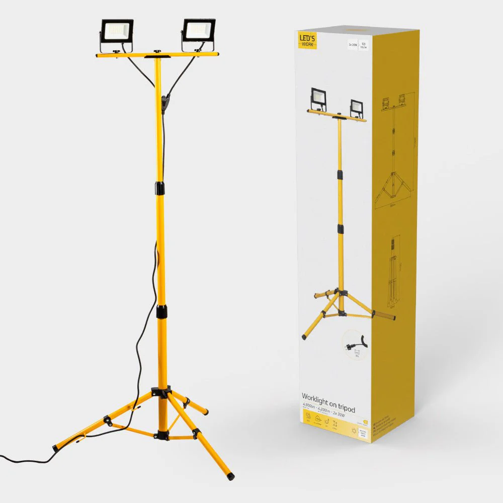 LED's Work bouwlamp/Werklamp op statief AC Bouwlamp – 2×20 W 4800 lm 4000 K - Image 4