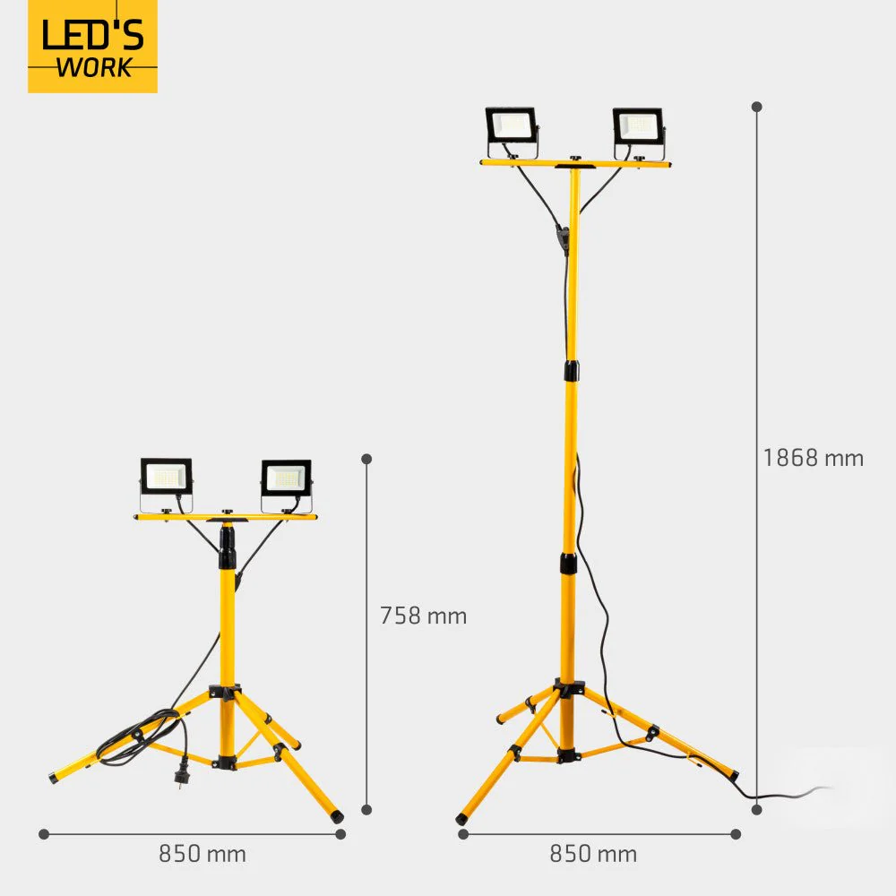 LED's Work bouwlamp/Werklamp op statief AC Bouwlamp – 2×20 W 4800 lm 4000 K - Image 5