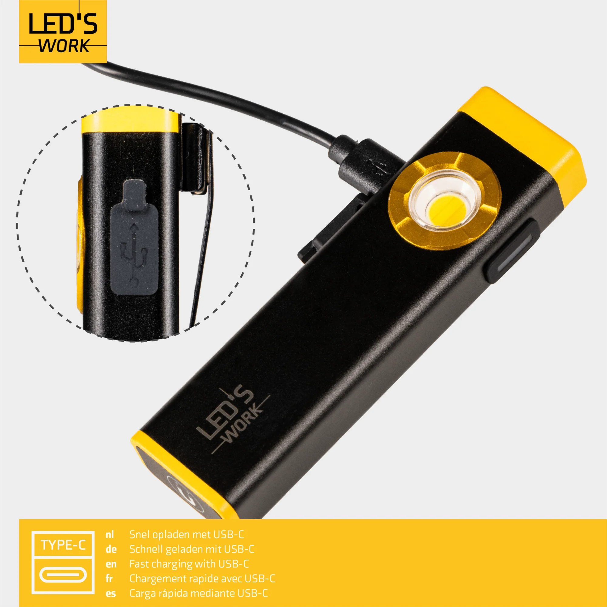 LED's Work Compacte LED Mini Zaklamp - Oplaadbaar - 3 verschillende lichtmodi en zoomfunctie - Image 3