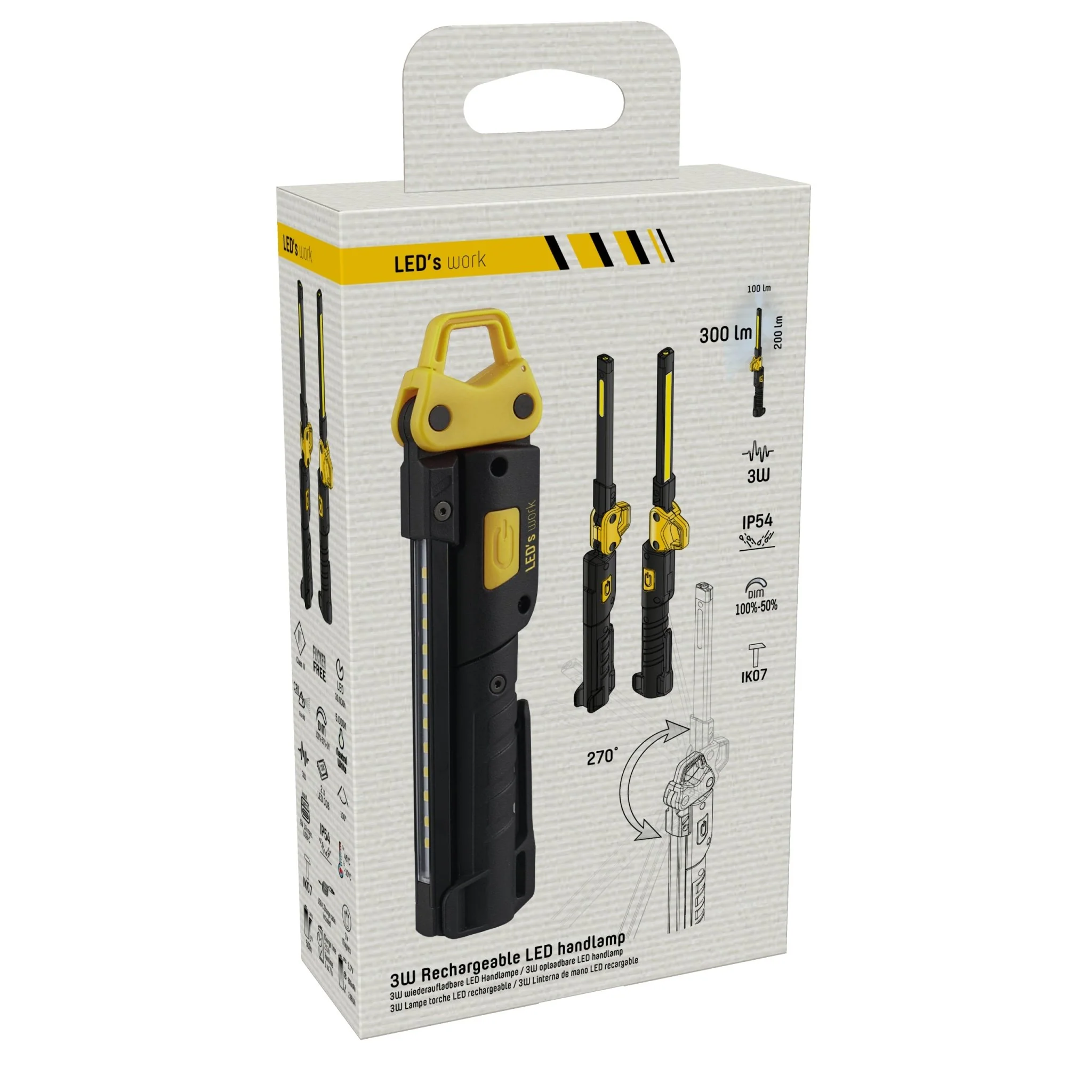 LED's Work Oplaadbare Looplamp 500 - Inspectielamp - Inklapbaar & Draadloos - Met magneet en haak - Image 4