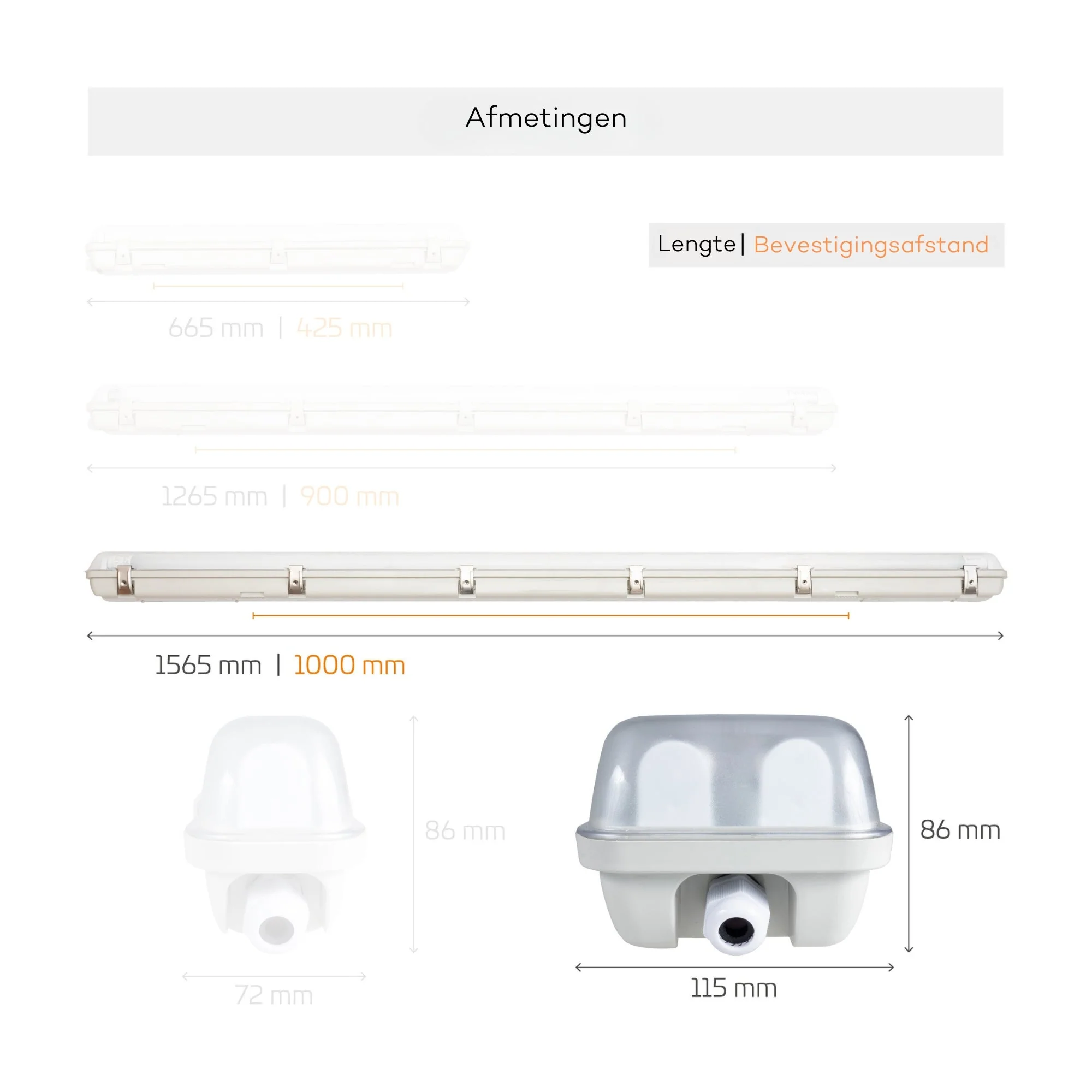 LED's Light LED TL dubbel armatuur 150 cm - warm wit licht 4000K - Compleet met 2 LED TL buizen 150 cm - 4600lm - Image 5