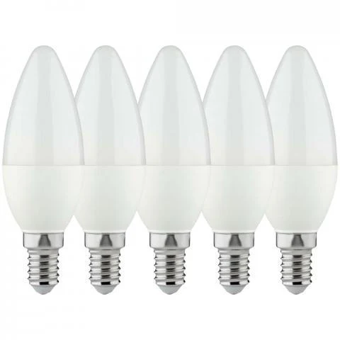 LongLife LED Lamp Kaars E14 - Mat - Warm wit licht - 4W vervangt 40W - Voordeelverpakking - 5 kaarslampen