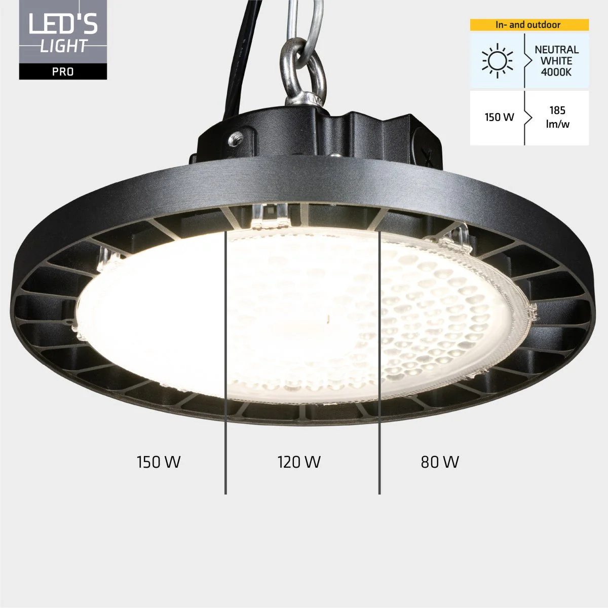LED's Light pro High Bay - 150W - 1-10V Dimbaar - Power select - Energieklasse A - 27750lm 4000K - Sosen Driver - IP65 - IK10 - Klasse 1 - Image 5