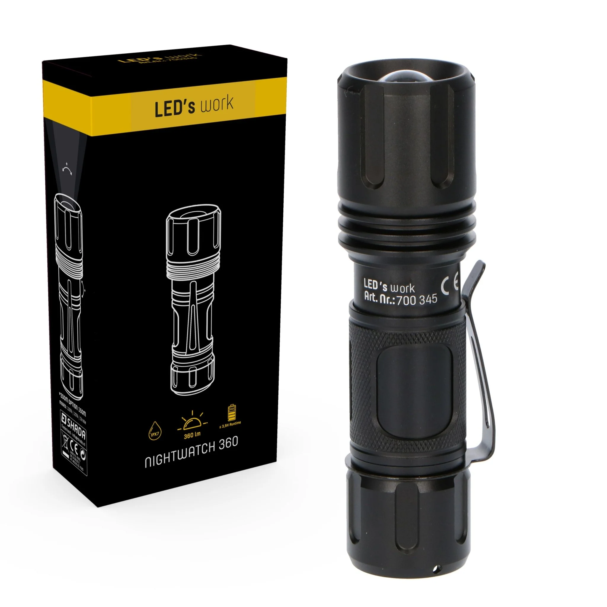 LED's Work Professional LED Zaklamp met Zoomfunctie 360 - Waterdicht - Dimbaar