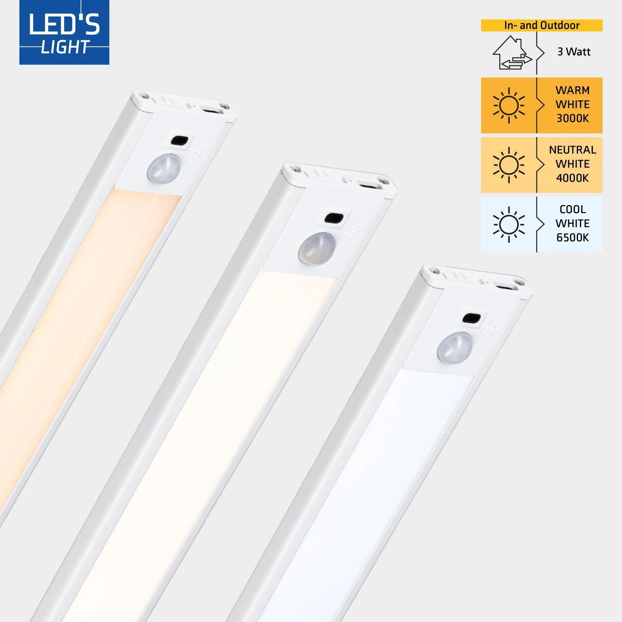 LED's Light Kastverlichting met sensor 60 cm - Oplaadbaar en draadloos - zwaai- en bewegingssensor - wit - Image 4