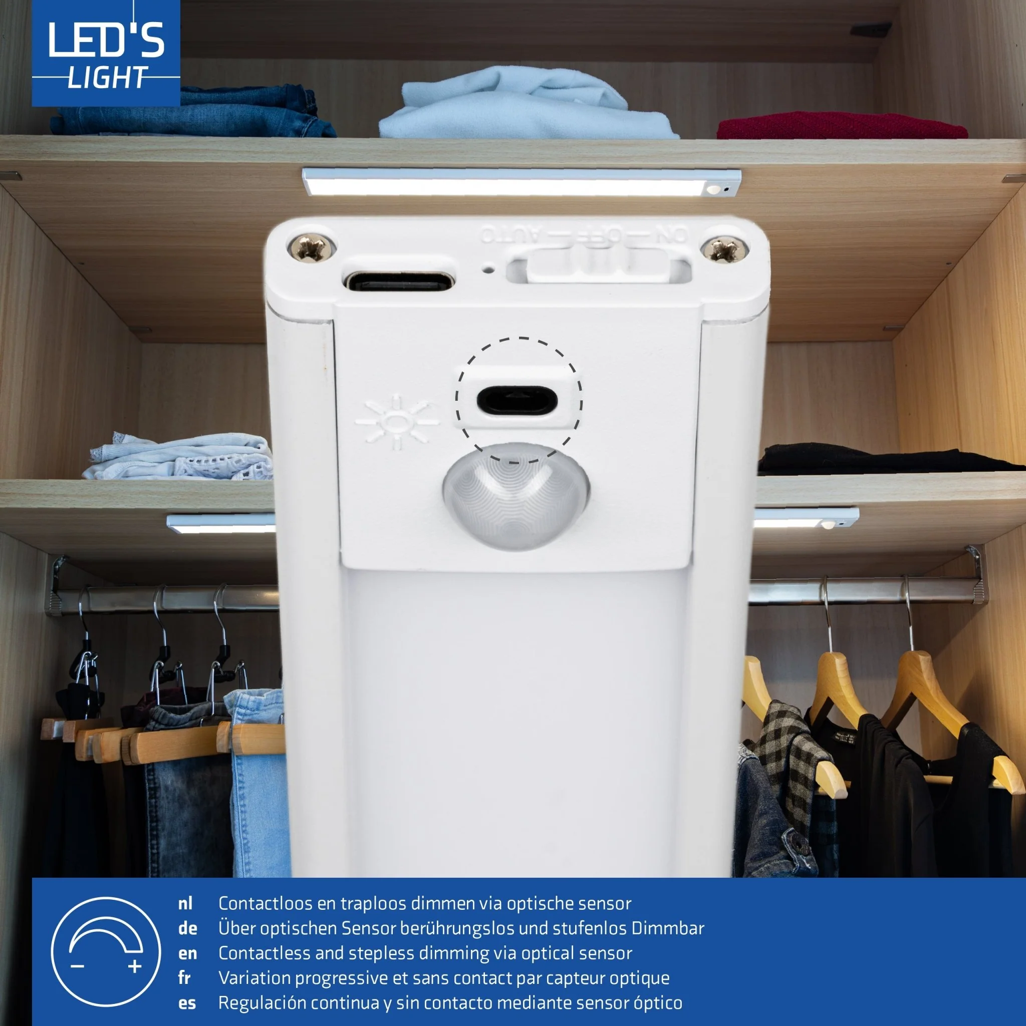 LED's Light Kastverlichting met sensor 60 cm - Oplaadbaar en draadloos - zwaai- en bewegingssensor - wit - Image 6