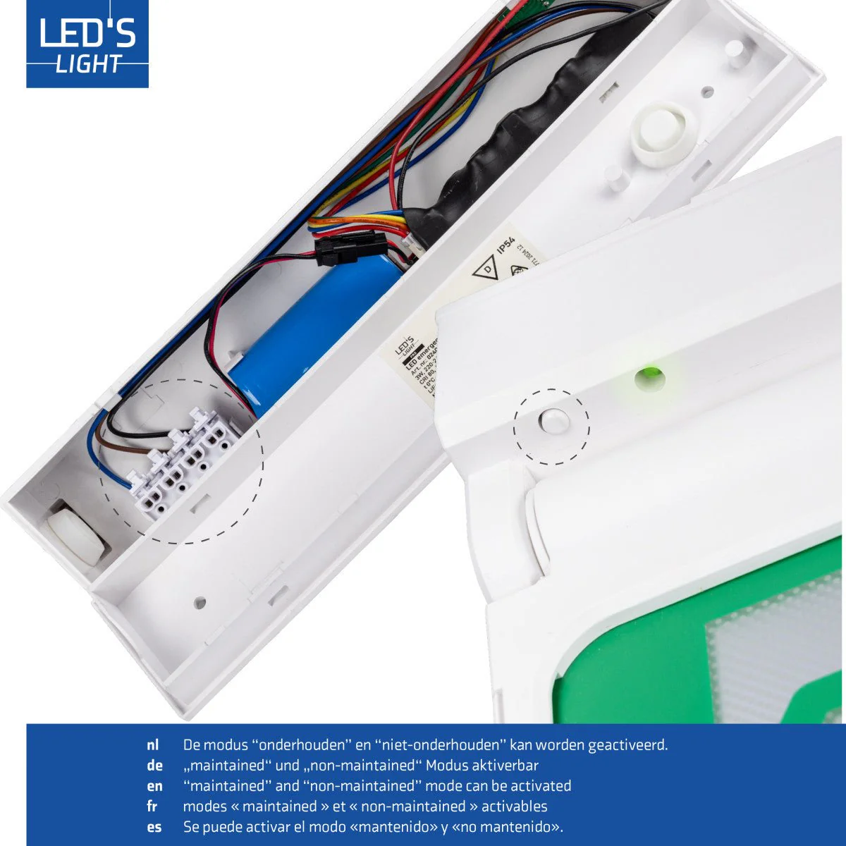 LED's Light - Noodverlichting - Nooduitgang bord met verlichting op accu - 8 uur noodfunctie - IP54 - Pijl draaibaar - Image 6