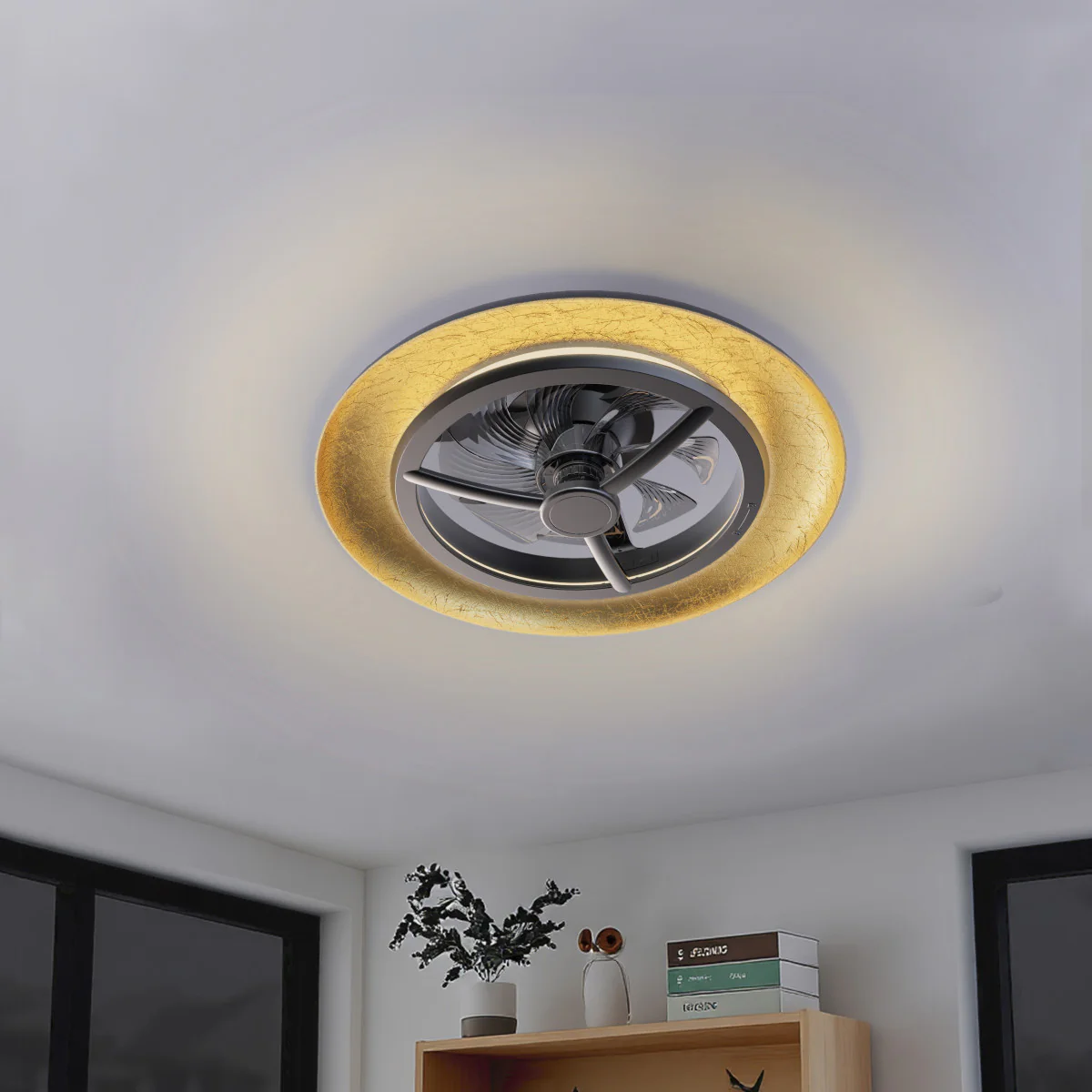 LED's Light Plafondventilator met lamp Goud met Zwart 55W 4300lm 1800K/4000K 55cm - Image 12