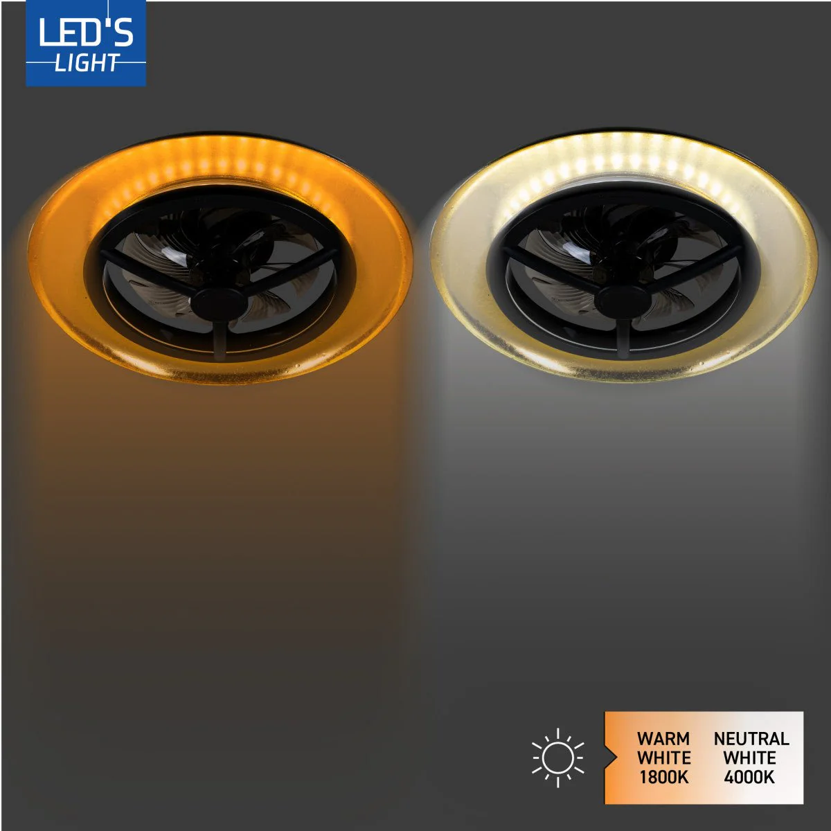 LED's Light Plafondventilator met lamp Goud met Zwart 55W 4300lm 1800K/4000K 55cm - Image 6