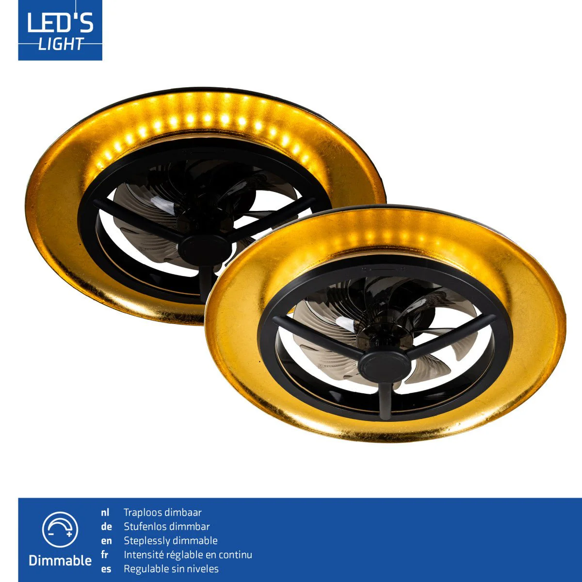 LED's Light Plafondventilator met lamp Goud met Zwart 55W 4300lm 1800K/4000K 55cm - Image 7