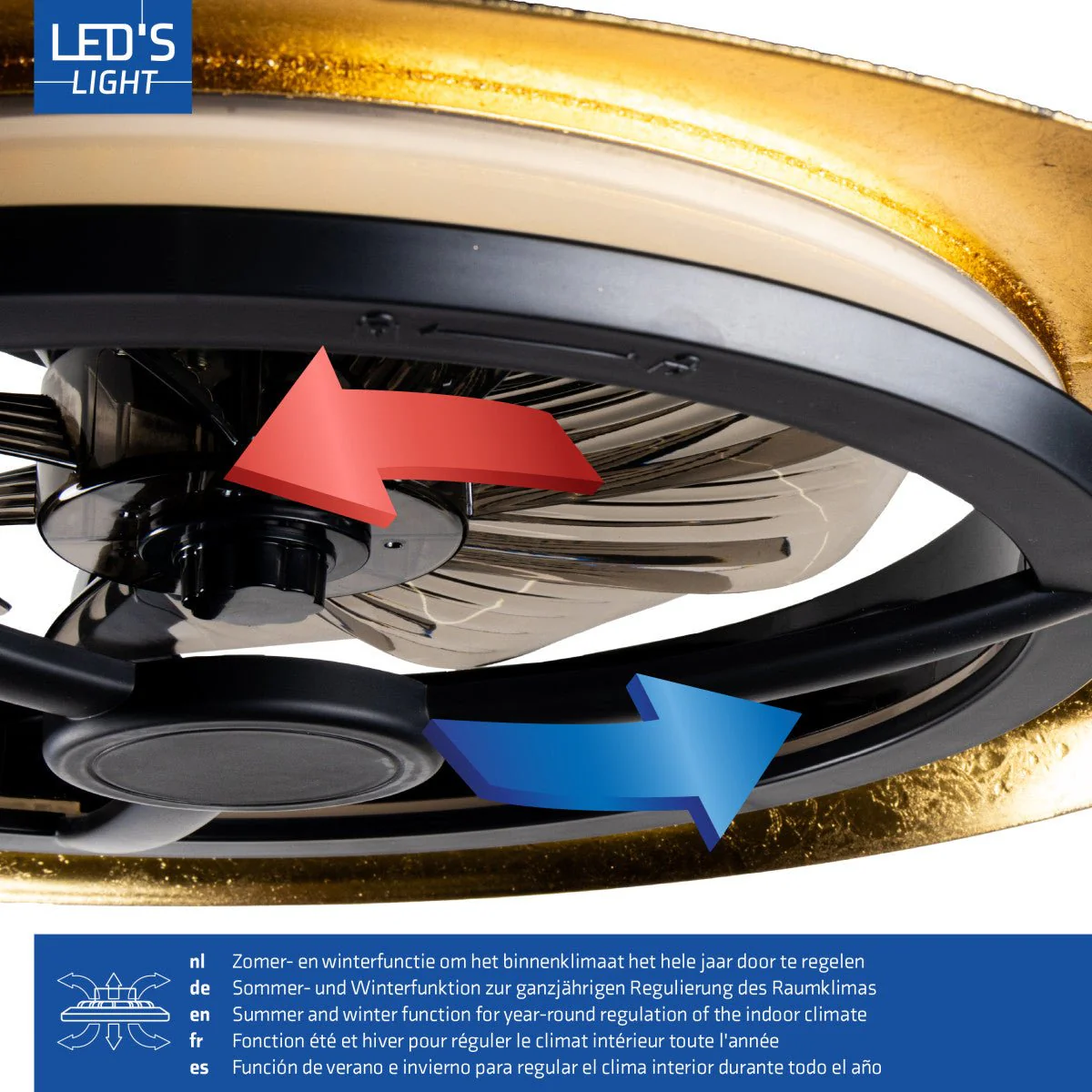 LED's Light Plafondventilator met lamp Goud met Zwart 55W 4300lm 1800K/4000K 55cm - Image 8