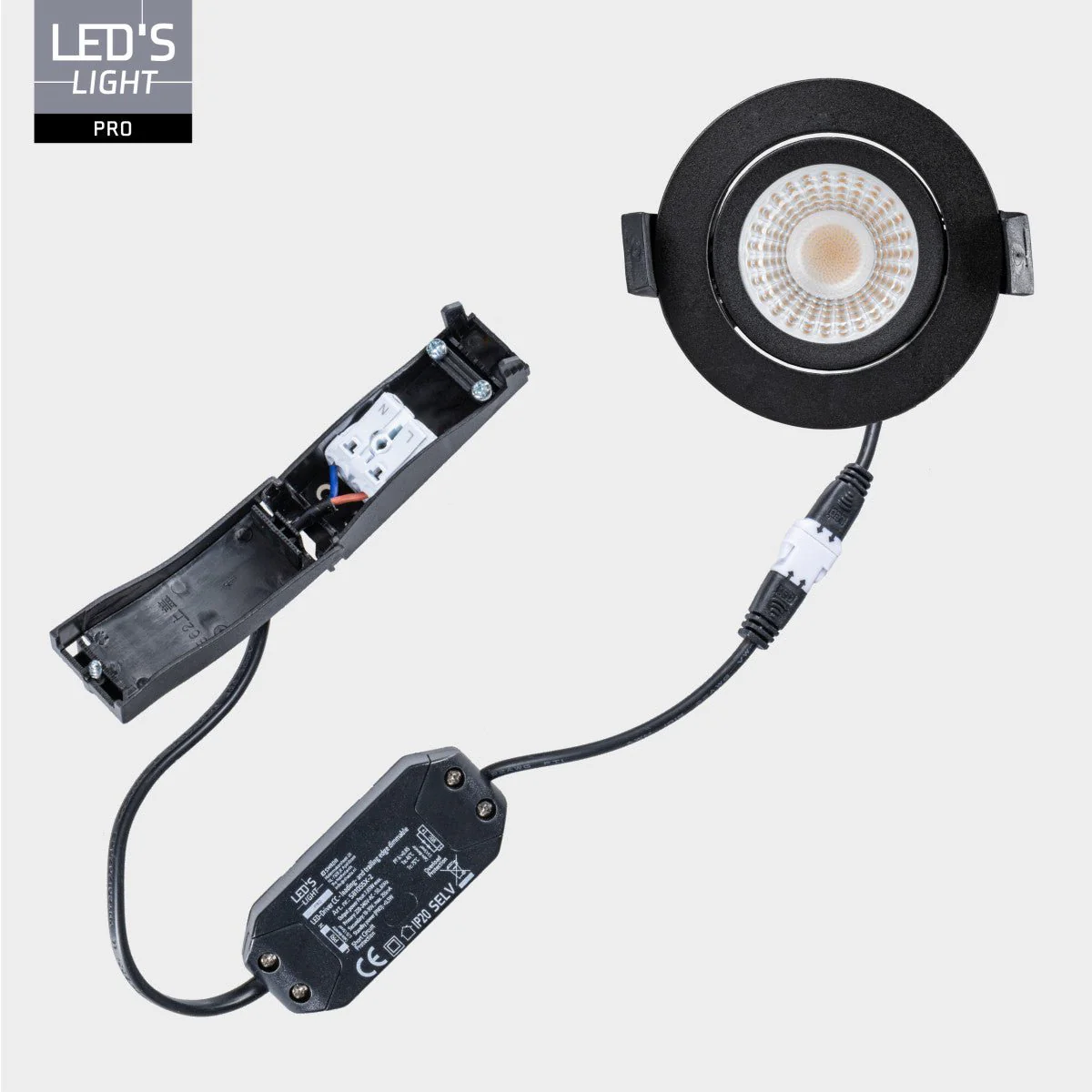 LED's Light PRO - 3 PACK - downlight inbouwspot Ø 68mm - Kantelbaar - Spatwaterdicht - Dim to Warm - Zwart - Image 8