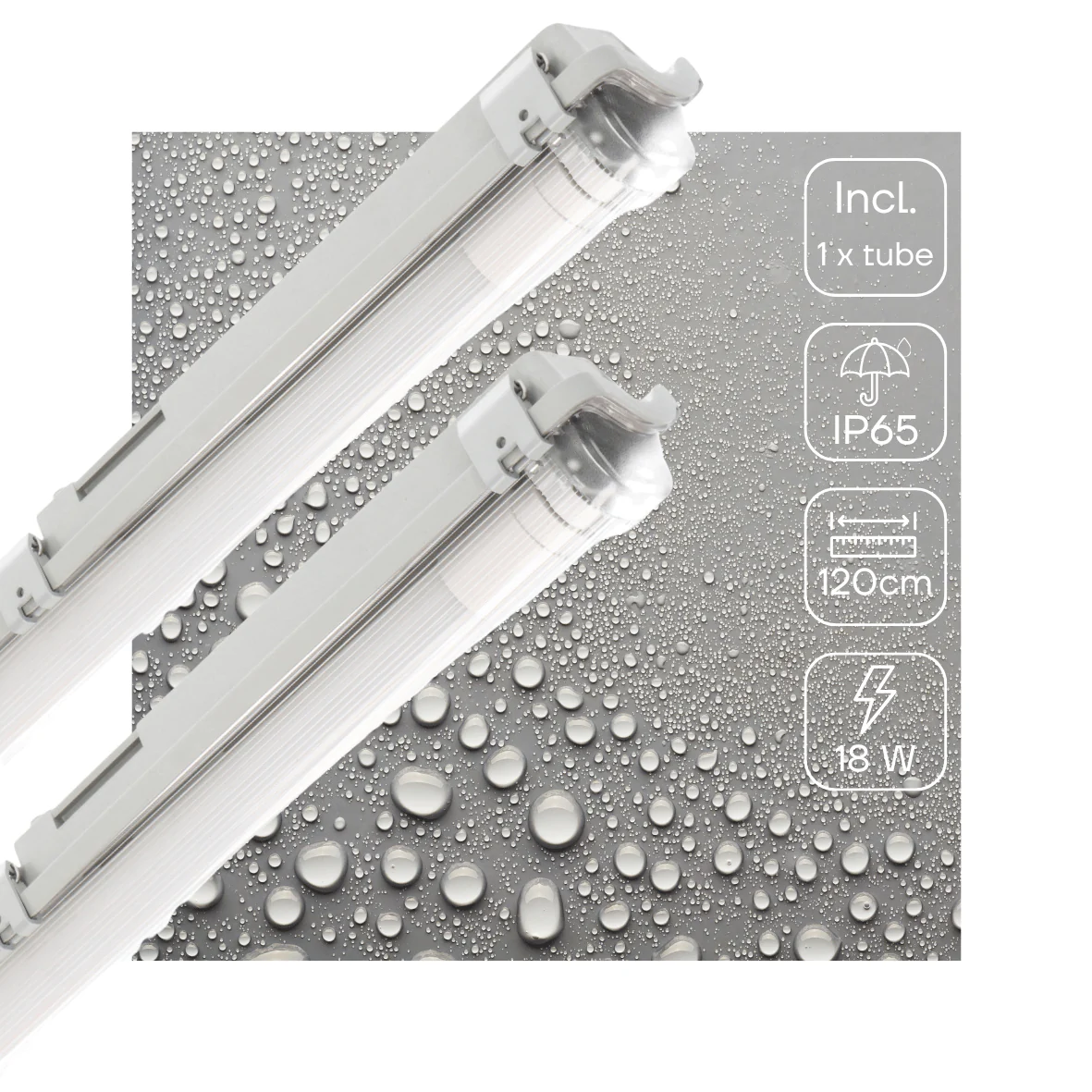 2 PACK - LED's Light Proventa TL Armatuur LED compleet 120 cm - Armatuur met LED Buis - Waterdicht - 2160lm