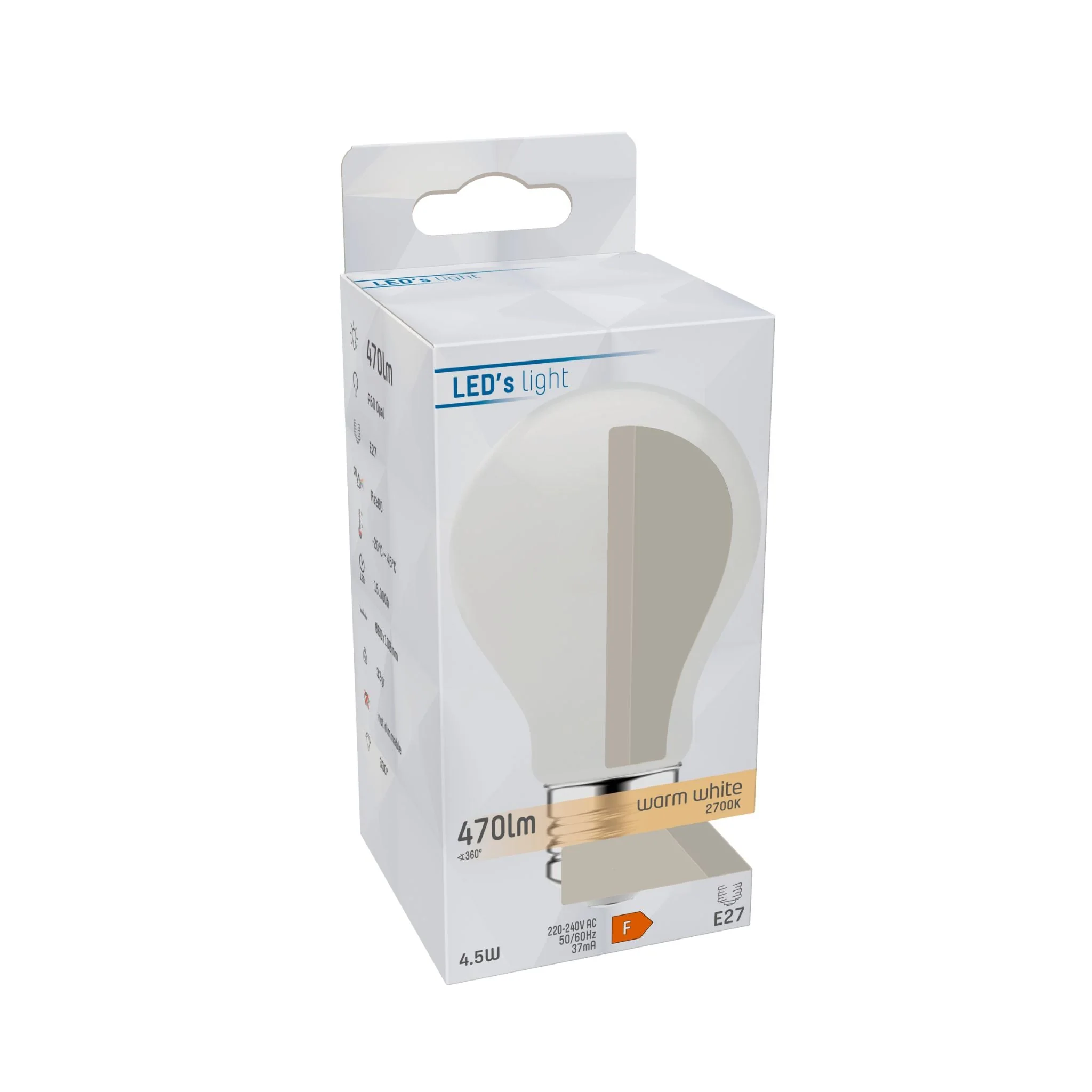 LED Lamp E27 - Mat wit glas - 4W/40W - 470 lm - Warm wit licht - Image 2
