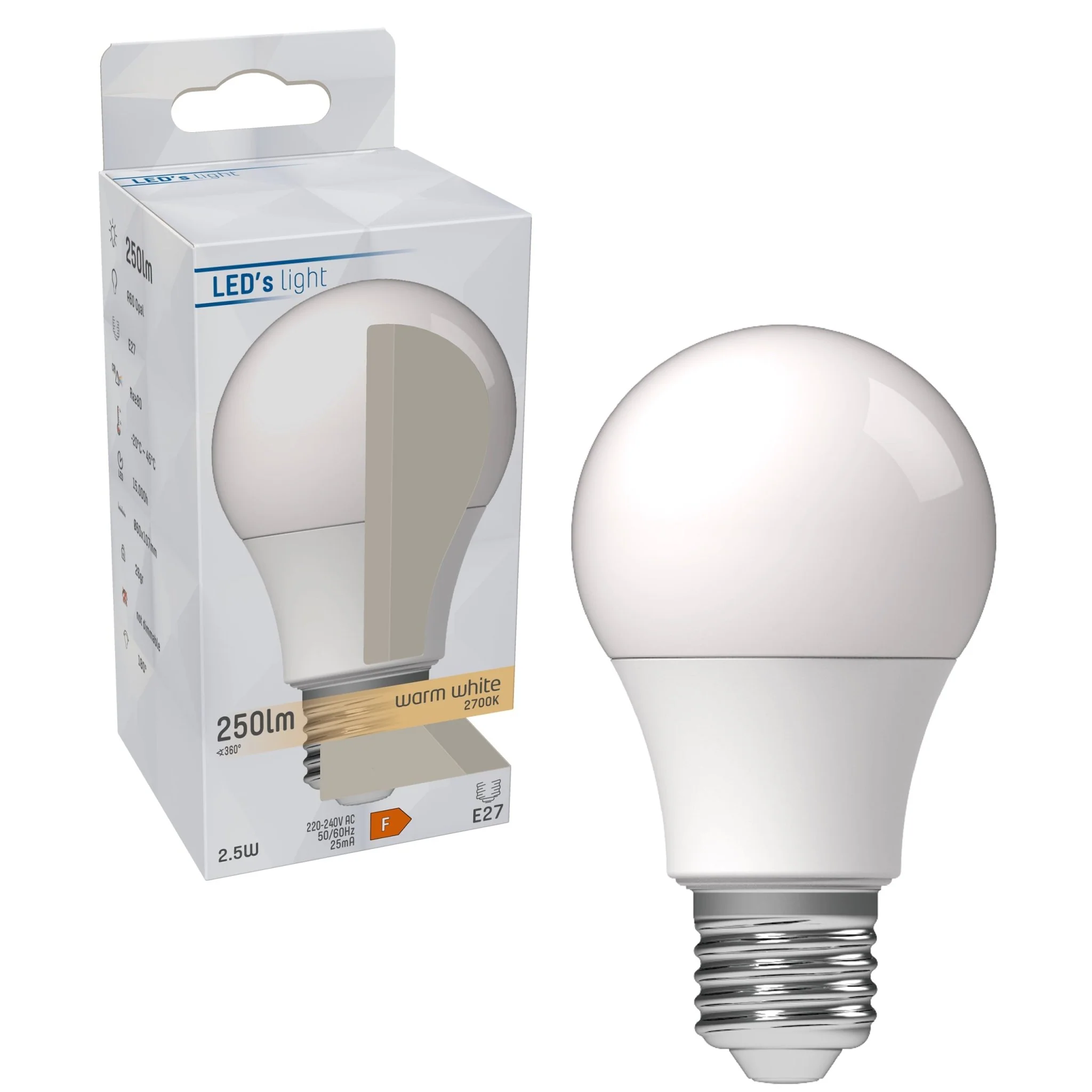 LED Lamp E27 - Mat - Warm wit - 2.5W vervangt 25W - Image 4