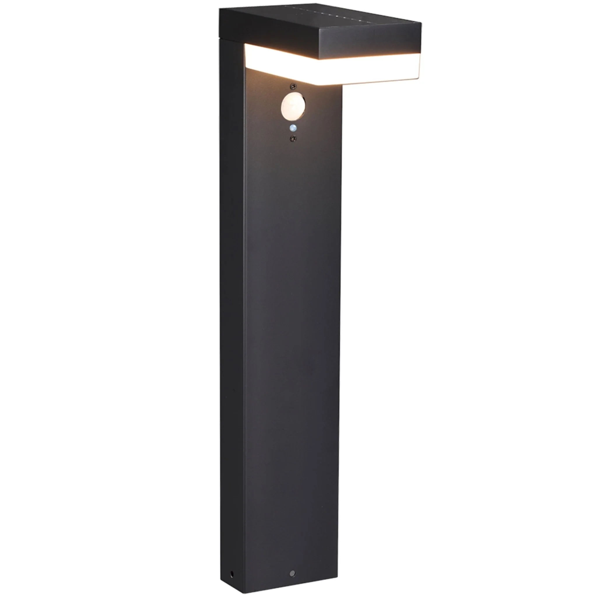 LED's Light RVS Solar LED Tuinlamp Paallamp met Bewegingssensor - Draadloos - 3 standen - Zwart