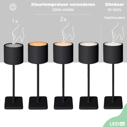 LED's Light Oplaadbare LED Tafellamp - Dimbaar via aanraking - Binnen en buiten - Wit - Image 5