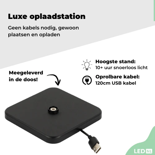 LED's Light Oplaadbare LED Tafellamp - Dimbaar via aanraking - Binnen en buiten - Wit - Image 6