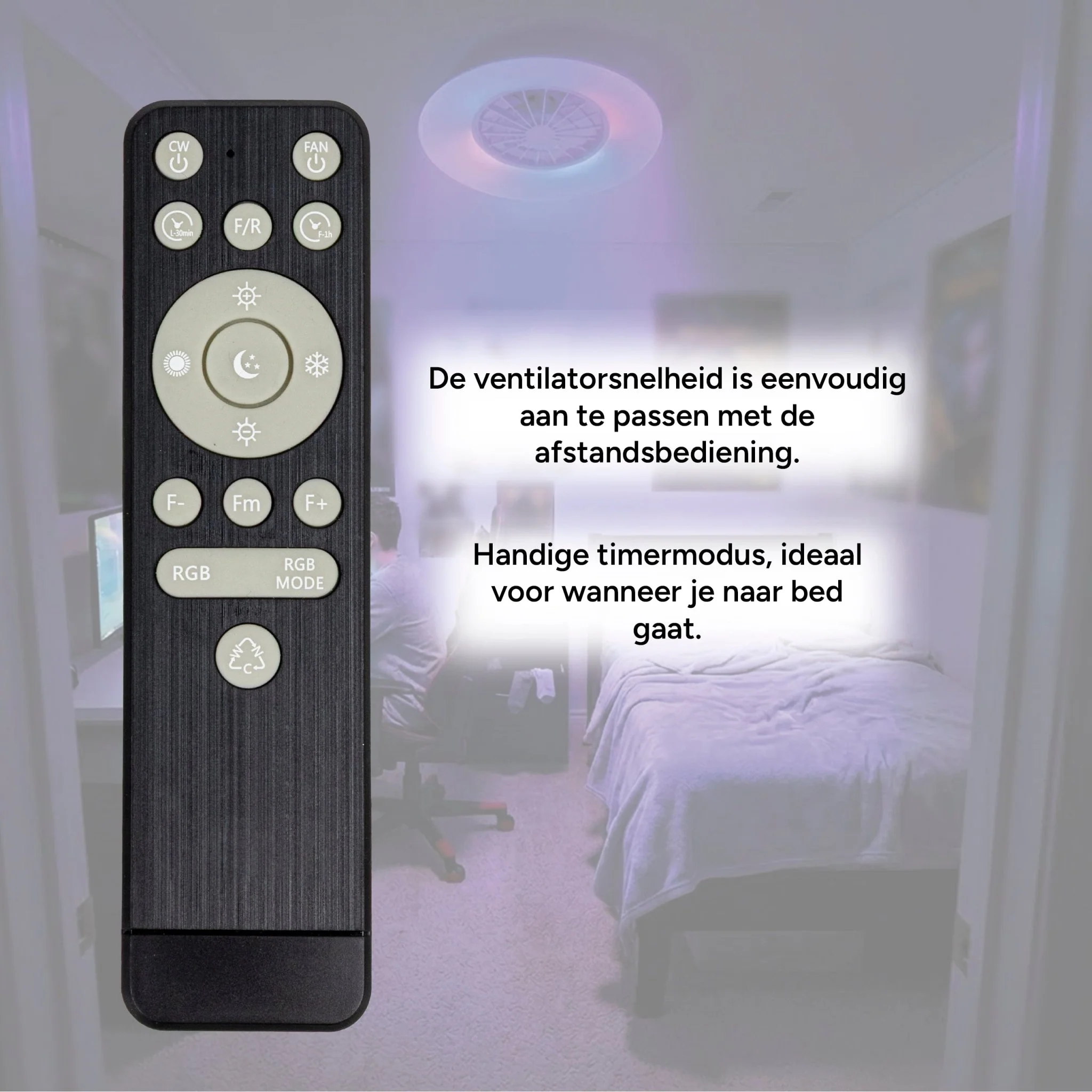 LED's Light Plafondlamp met ventilator RGB - 39W 3300lm 2700K/6500K/RGB - Ø485mm IP20 - Dimbaar - Image 7