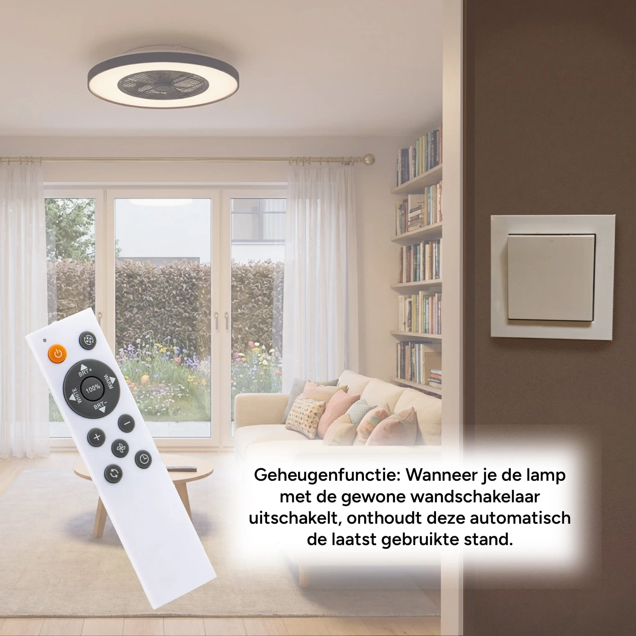 Proventa 3D Air Plafondlamp met Ventilator 60cm - Full room luchtcirculatie - Zomer & Winterstand – Licht en kleurtemperatuur instelbaar - Image 11