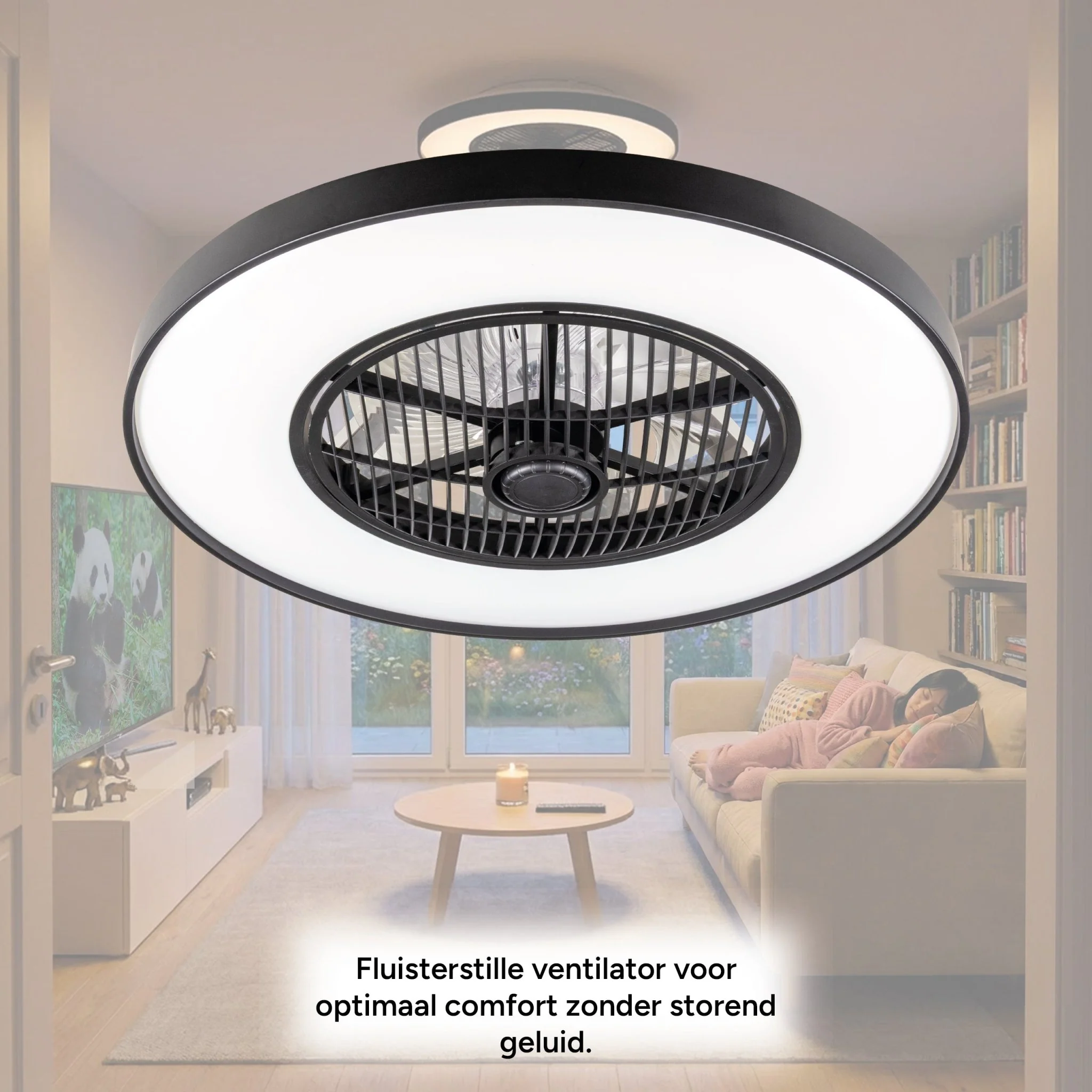 Proventa 3D Air Plafondlamp met Ventilator 60cm - Full room luchtcirculatie - Zomer & Winterstand – Licht en kleurtemperatuur instelbaar - Image 12