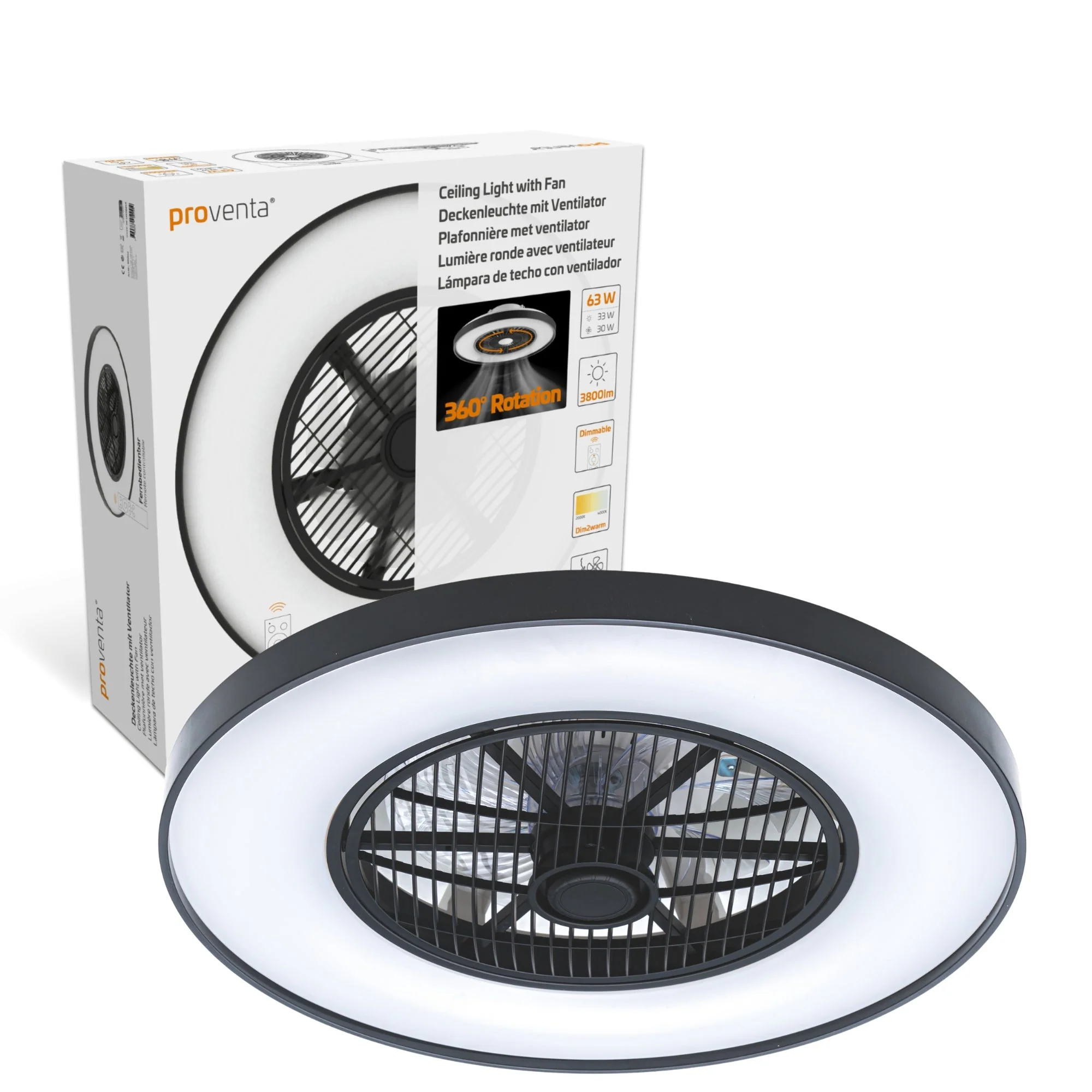 Proventa 3D Air Plafondlamp met Ventilator 60cm - Full room luchtcirculatie - Zomer & Winterstand – Licht en kleurtemperatuur instelbaar - Image 13
