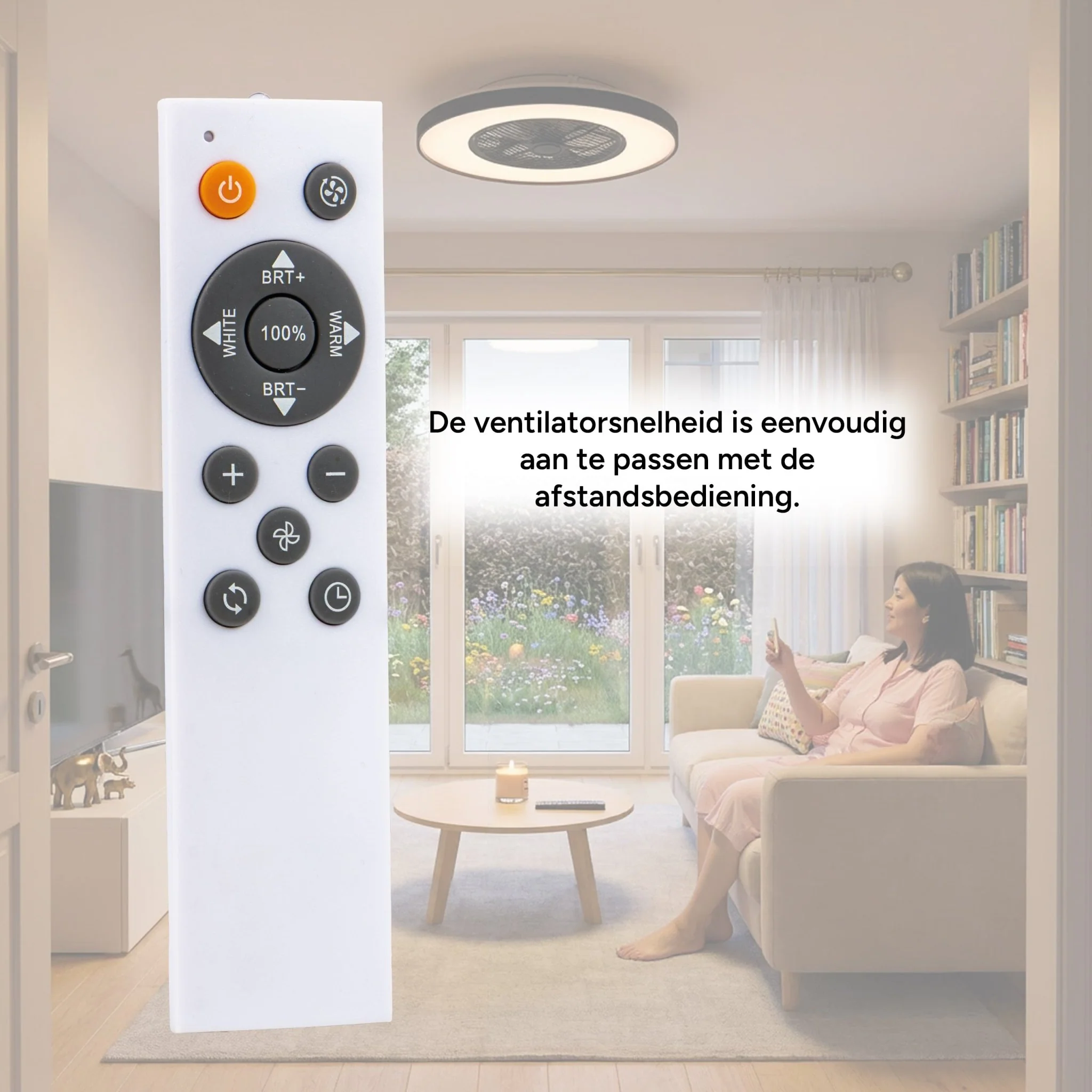Proventa 3D Air Plafondlamp met Ventilator 60cm - Full room luchtcirculatie - Zomer & Winterstand – Licht en kleurtemperatuur instelbaar - Image 9