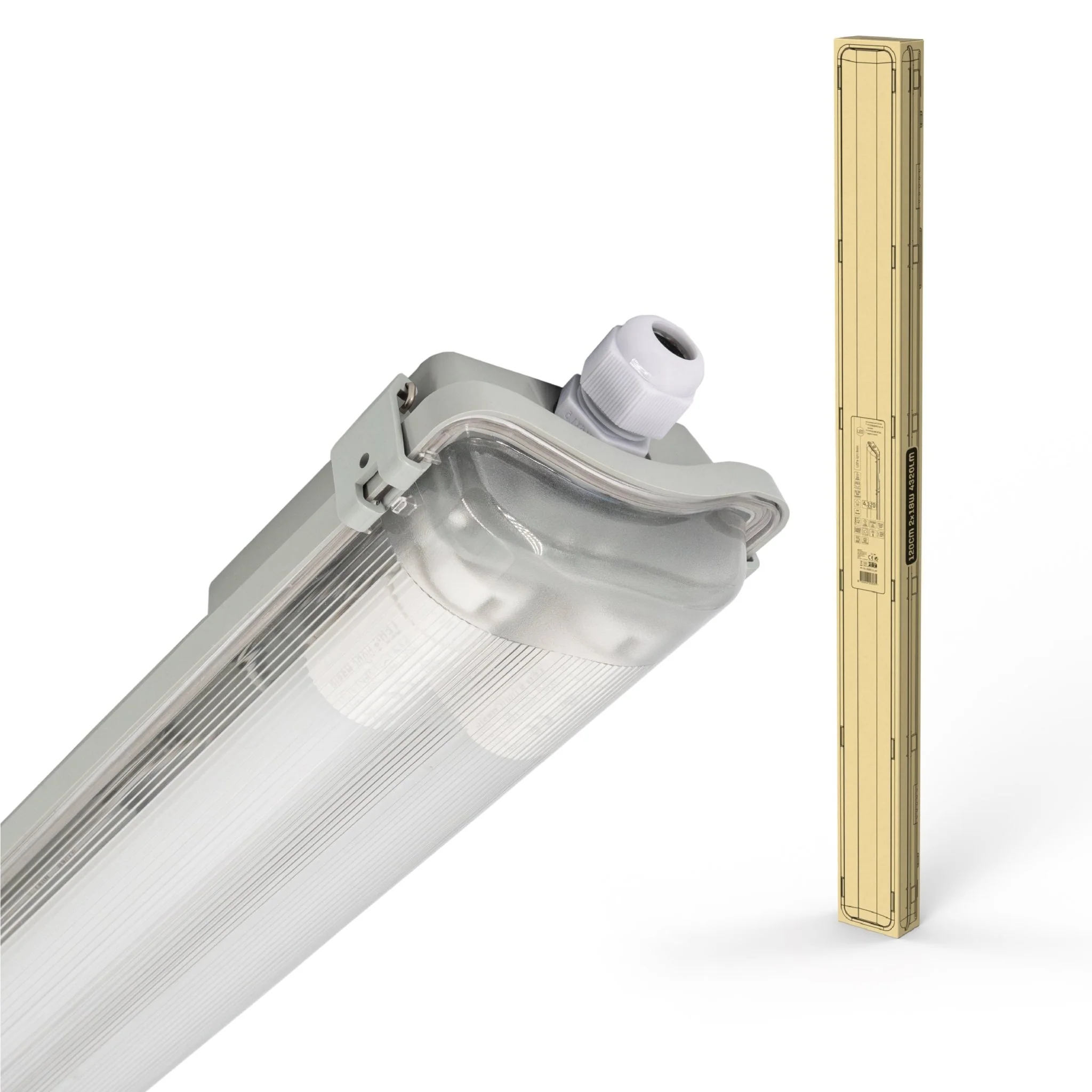 4 PACK - LED TL dubbel armaturen met 8 lampen 120 cm - Koud wit licht 6500 K - Waterdicht - Image 11