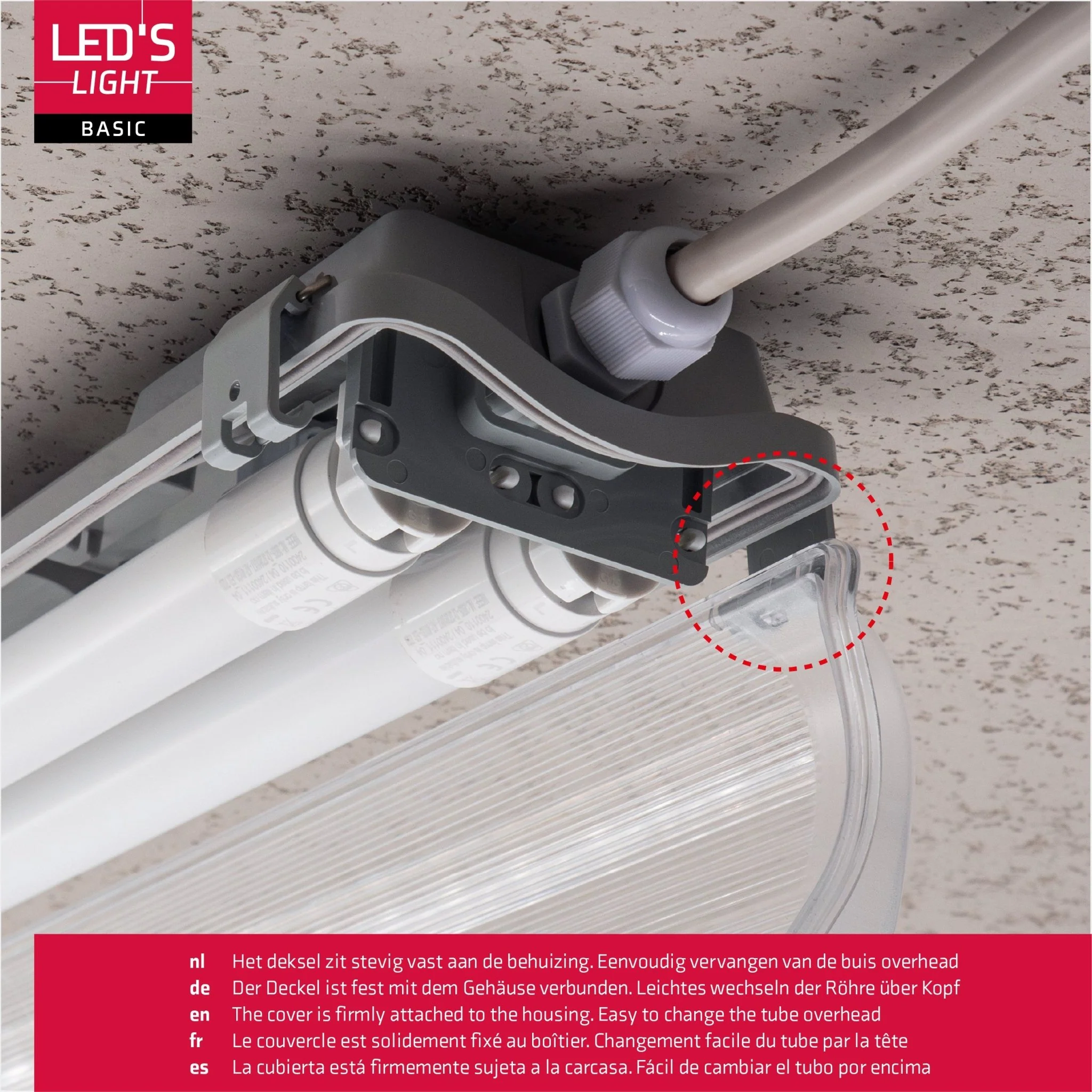 Proventa LED TL 4 dubbel armaturen met 8 buizen 150 cm - Koud wit licht 6500 K - Waterdicht - 4 stuks - Image 3