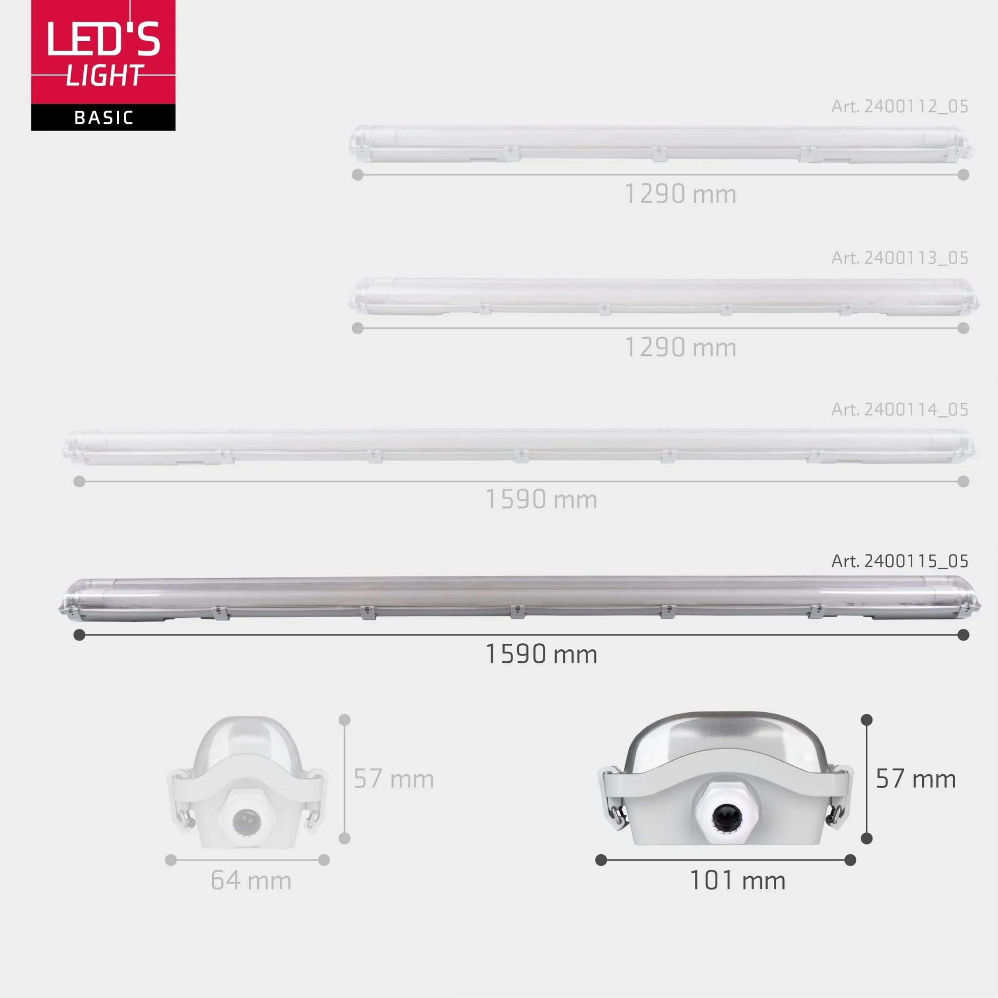 Proventa LED TL 4 dubbel armaturen met 8 buizen 150 cm - Koud wit licht 6500 K - Waterdicht - 4 stuks - Image 7