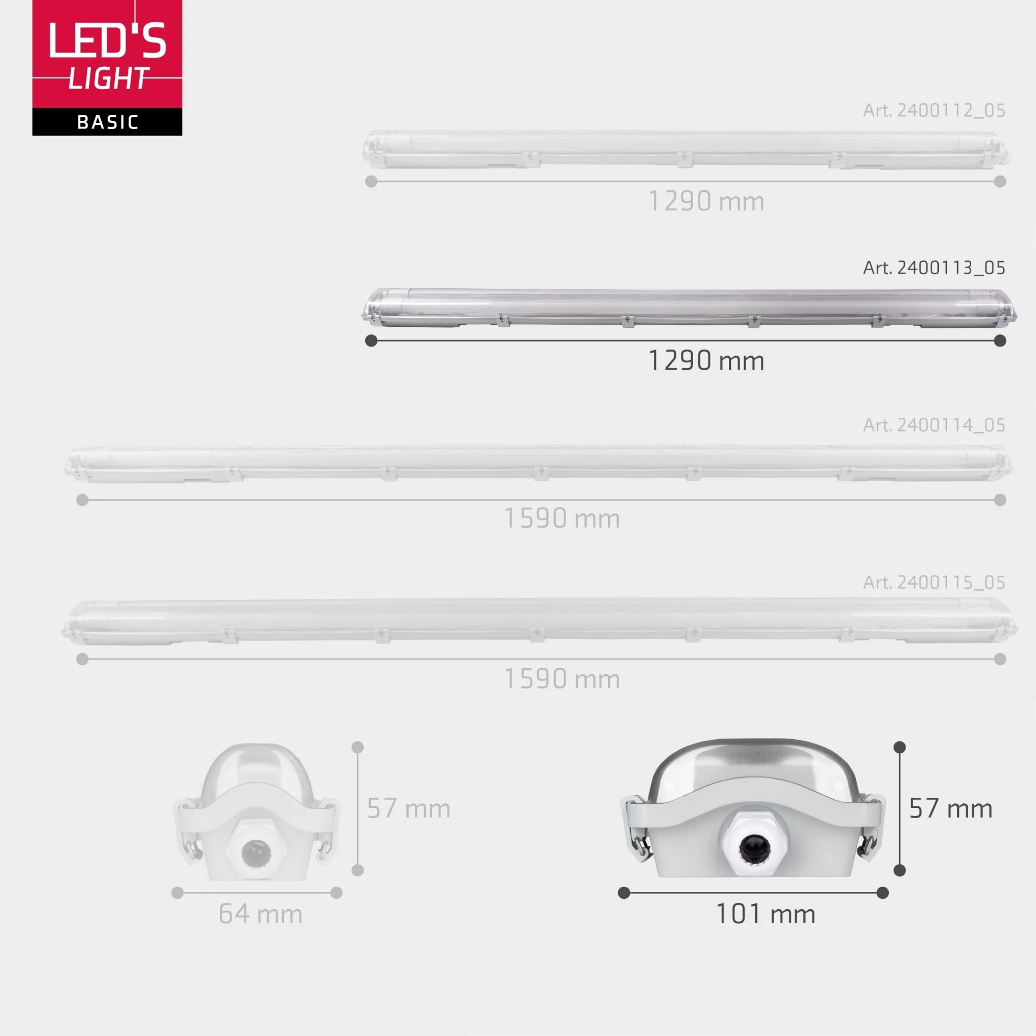LED's Light LED TL dubbel armatuur met 2 lampen 120 cm - Koud wit licht 6500 K - Waterdicht - Complete set - Image 7