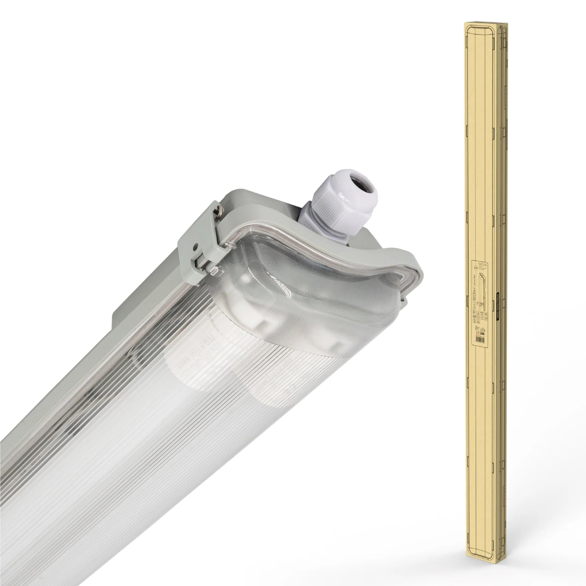 Proventa LED TL dubbel armatuur met 2 buizen 150 cm - Koud wit licht 6500 K - Waterdicht - Complete set - Image 3