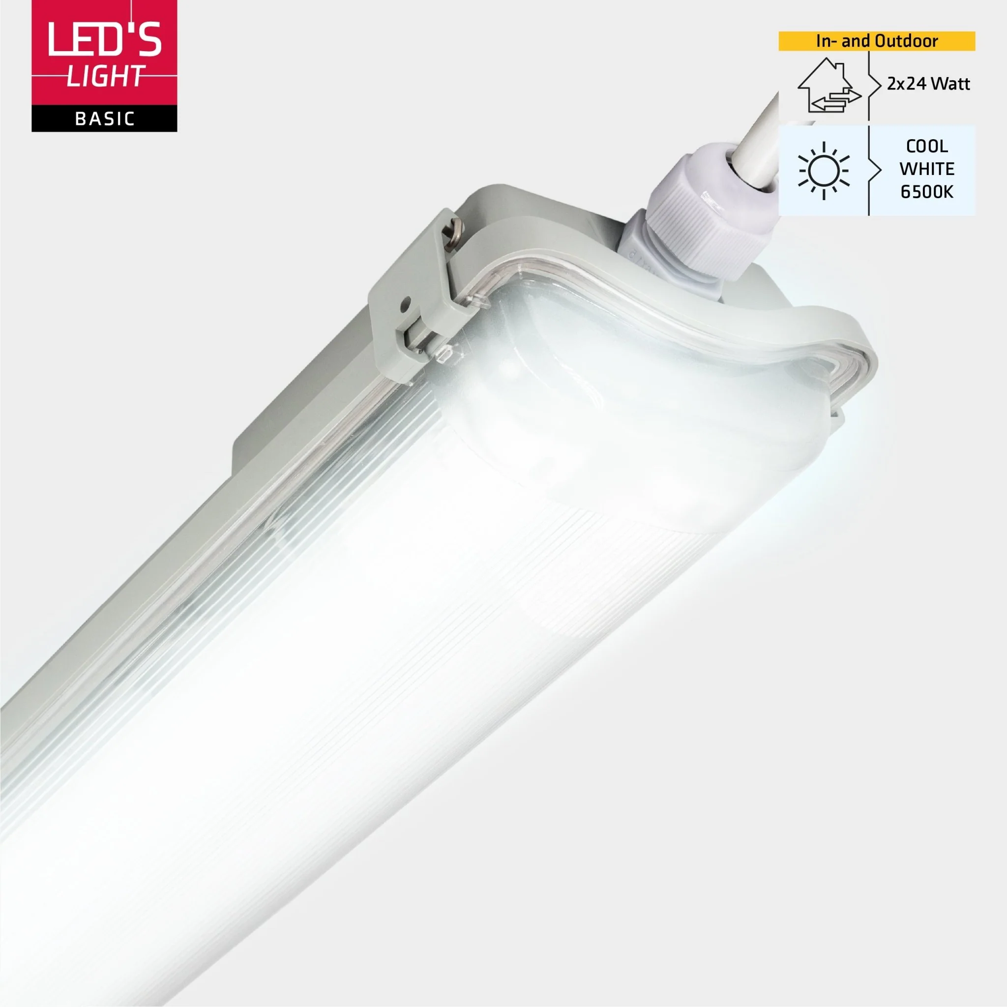 Proventa LED TL dubbel armatuur met 2 buizen 150 cm - Koud wit licht 6500 K - Waterdicht - Complete set - Image 9