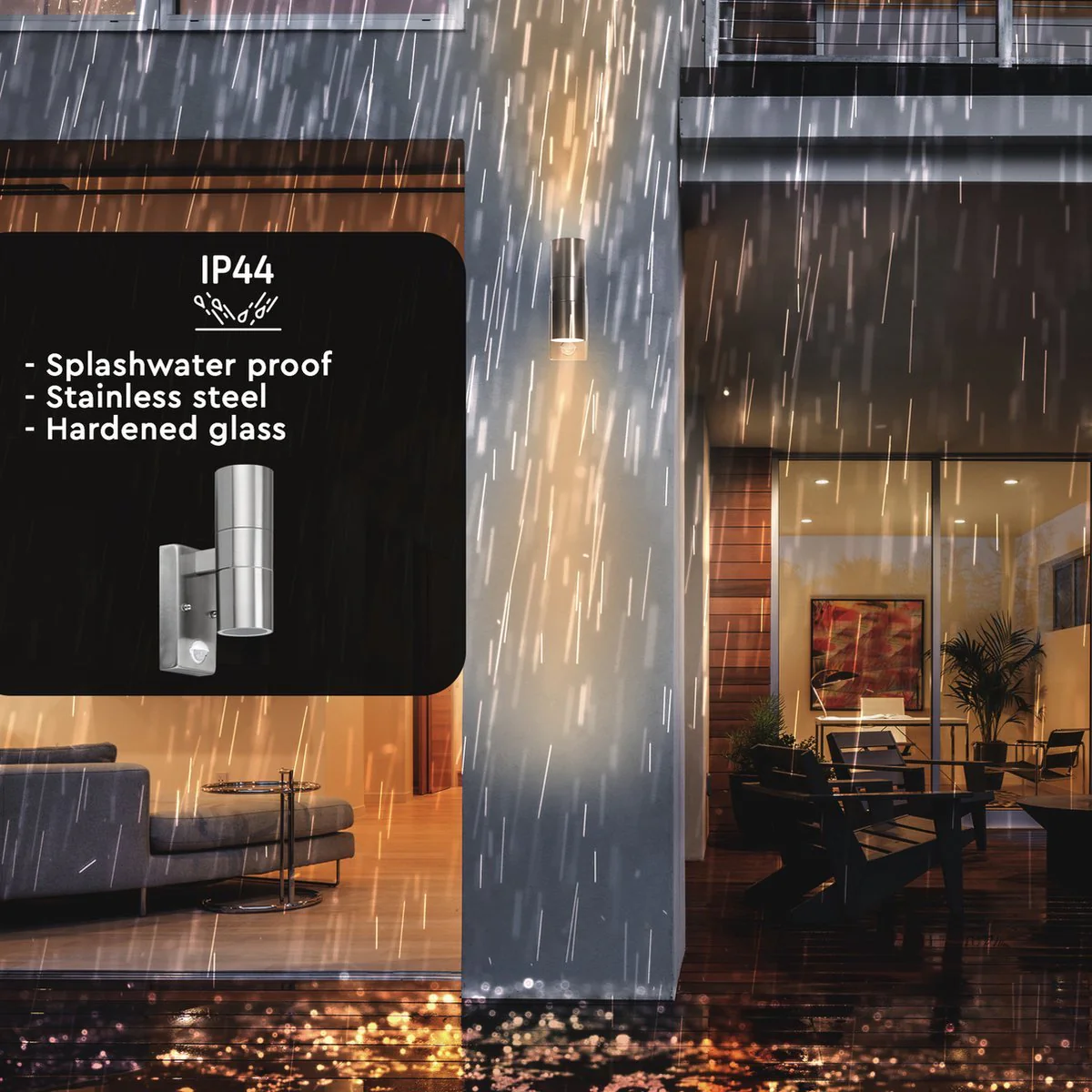 LED's Light RVS LED Buitenlamp met Bewegingssensor - 2 lichts up & down - IP44 - Zwart - Image 5